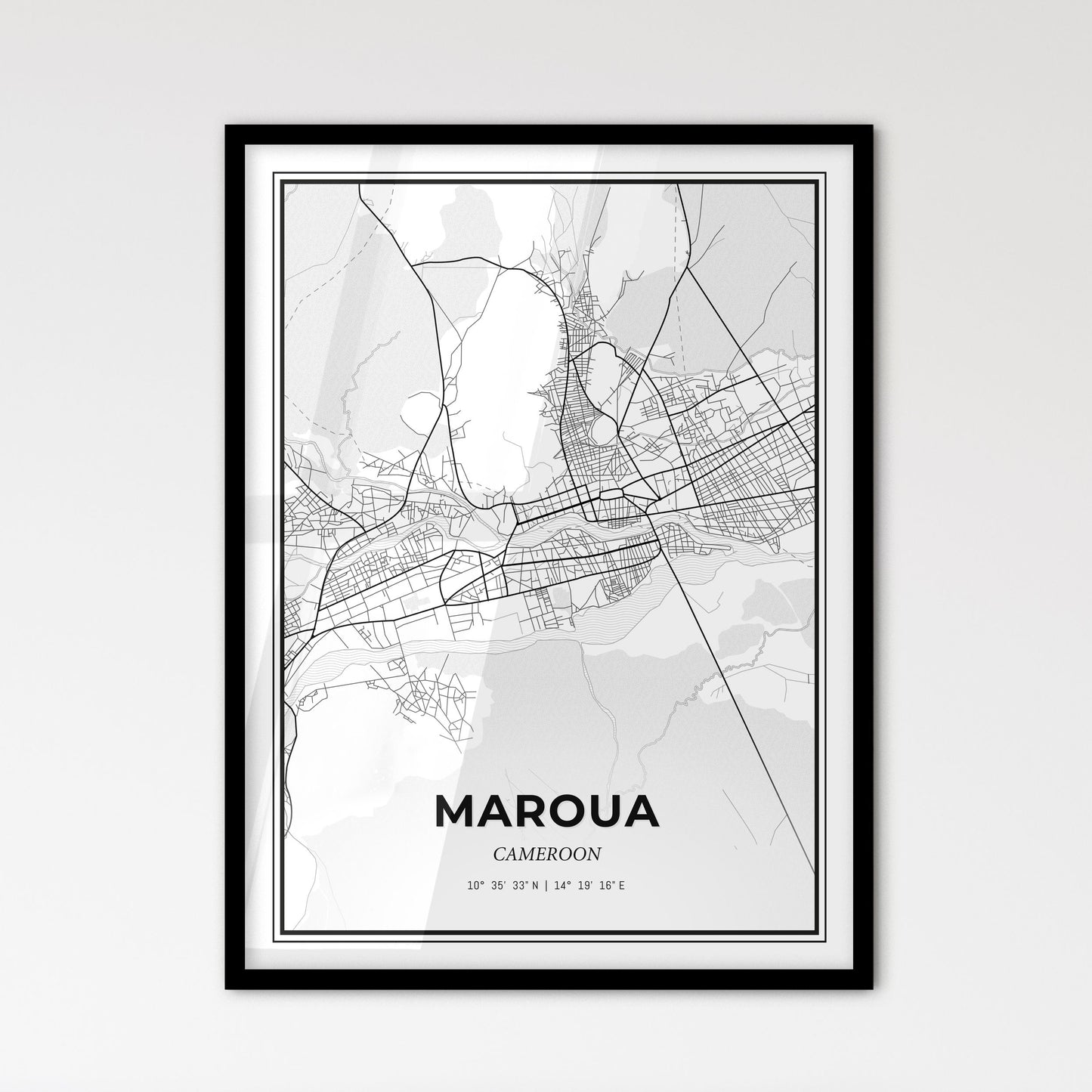 Maroua Cameroon - Scandinavian Style City Map for Modern Home Decor