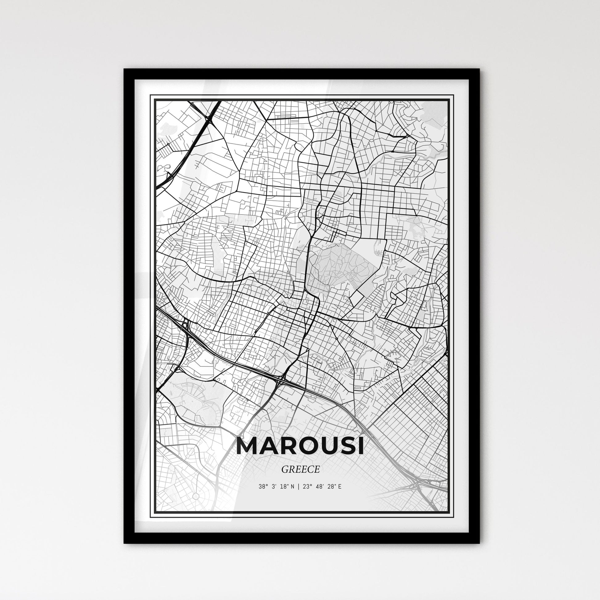 Marousi Greece - Scandinavian Style City Map for Modern Home Decor