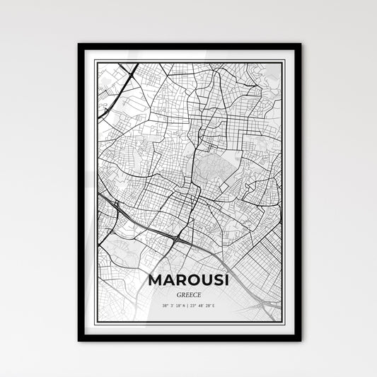 Marousi Greece - Scandinavian Style City Map for Modern Home Decor