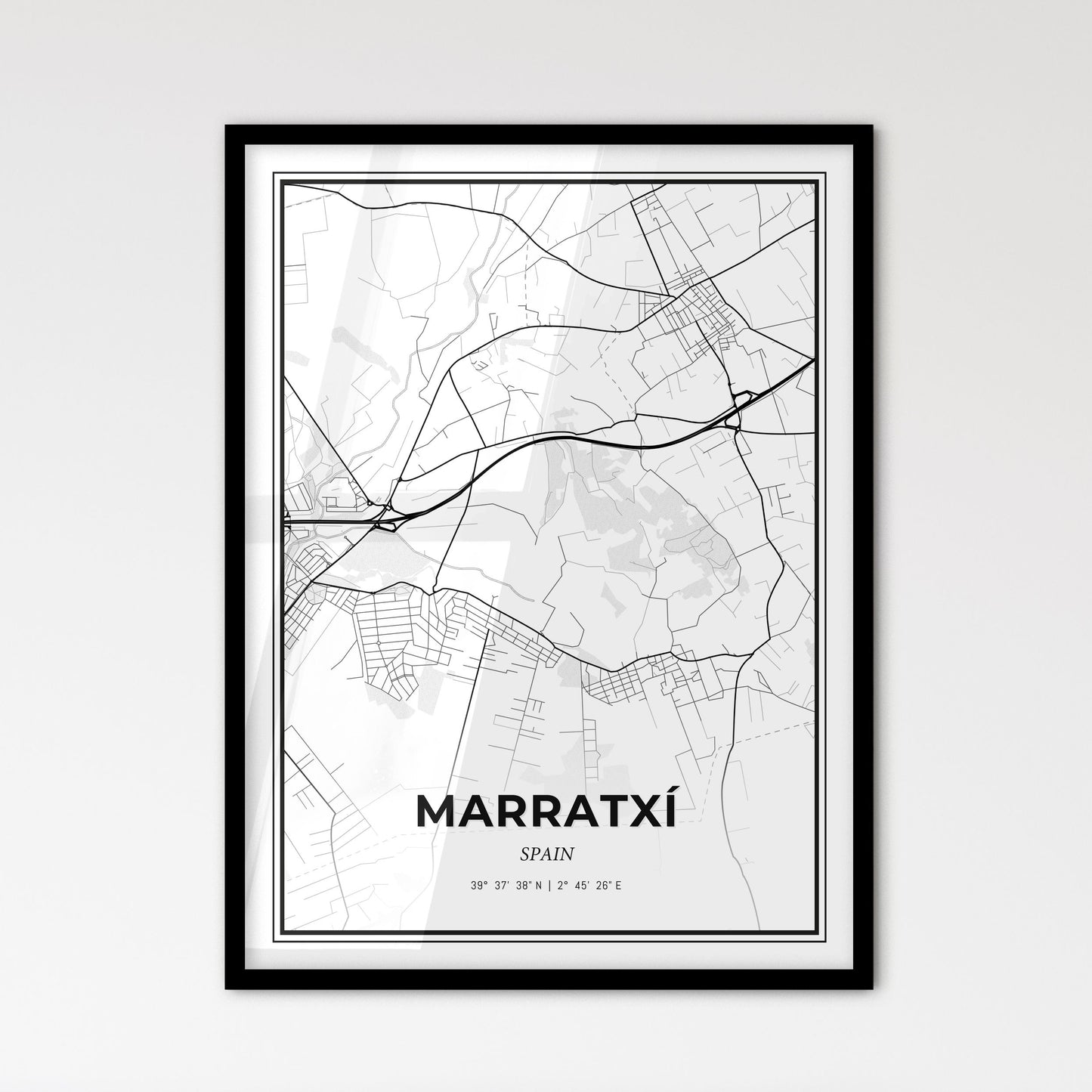 Marratxí Spain - Scandinavian Style City Map for Modern Home Decor