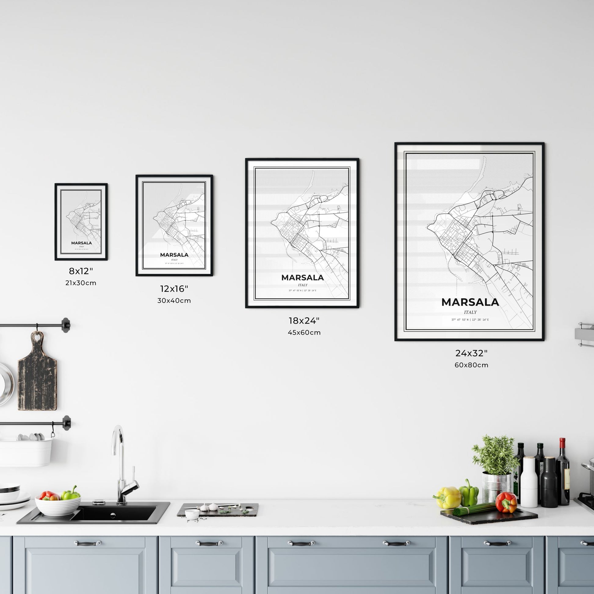 Marsala Italy - Customizable Modern City Map