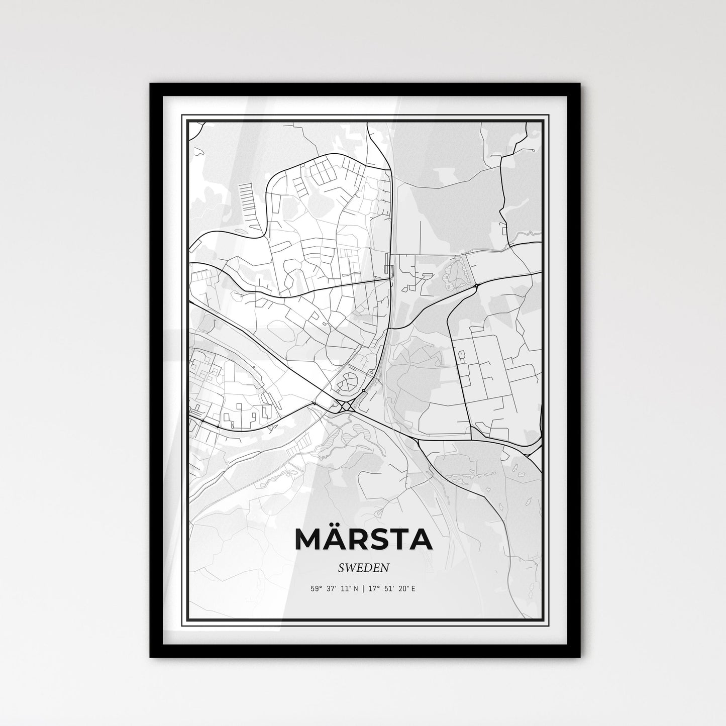 Märsta Sweden - Scandinavian Style City Map for Modern Home Decor