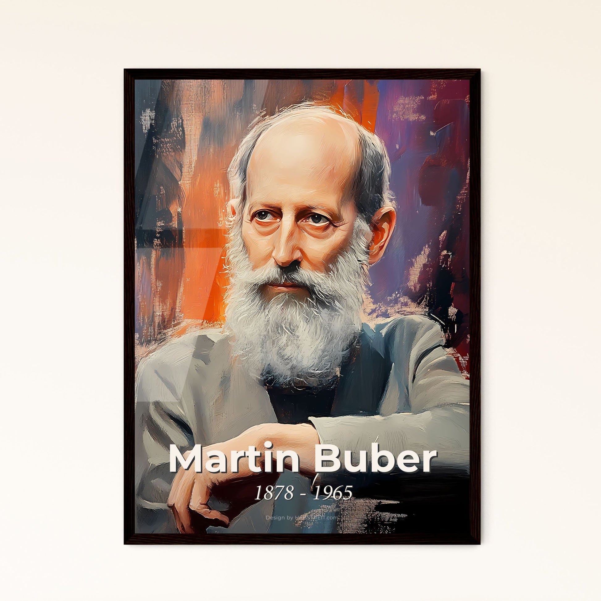 Portrait of Martin Buber, 1878 - 1965. Impressionistic painting of a man with a beard.