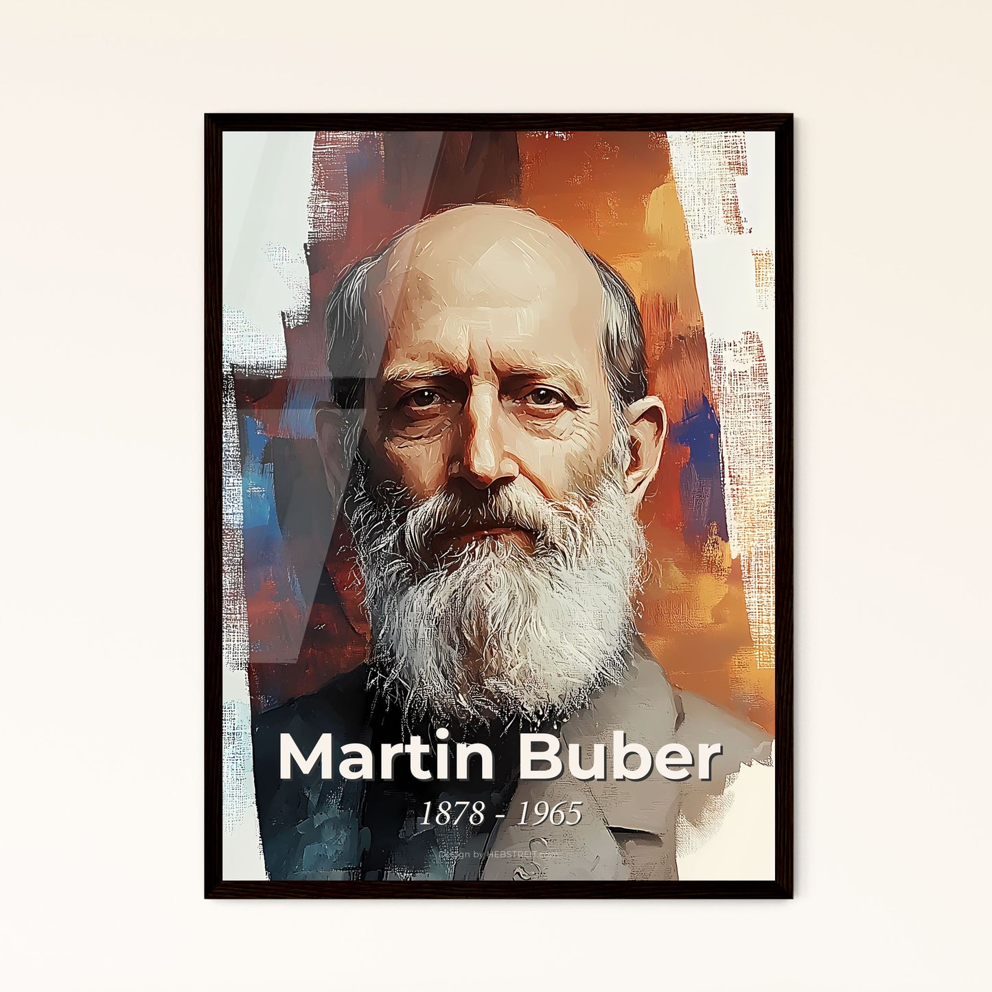 Portrait of Martin Buber, 1878 - 1965. Impressionistic painting of a man with a beard.