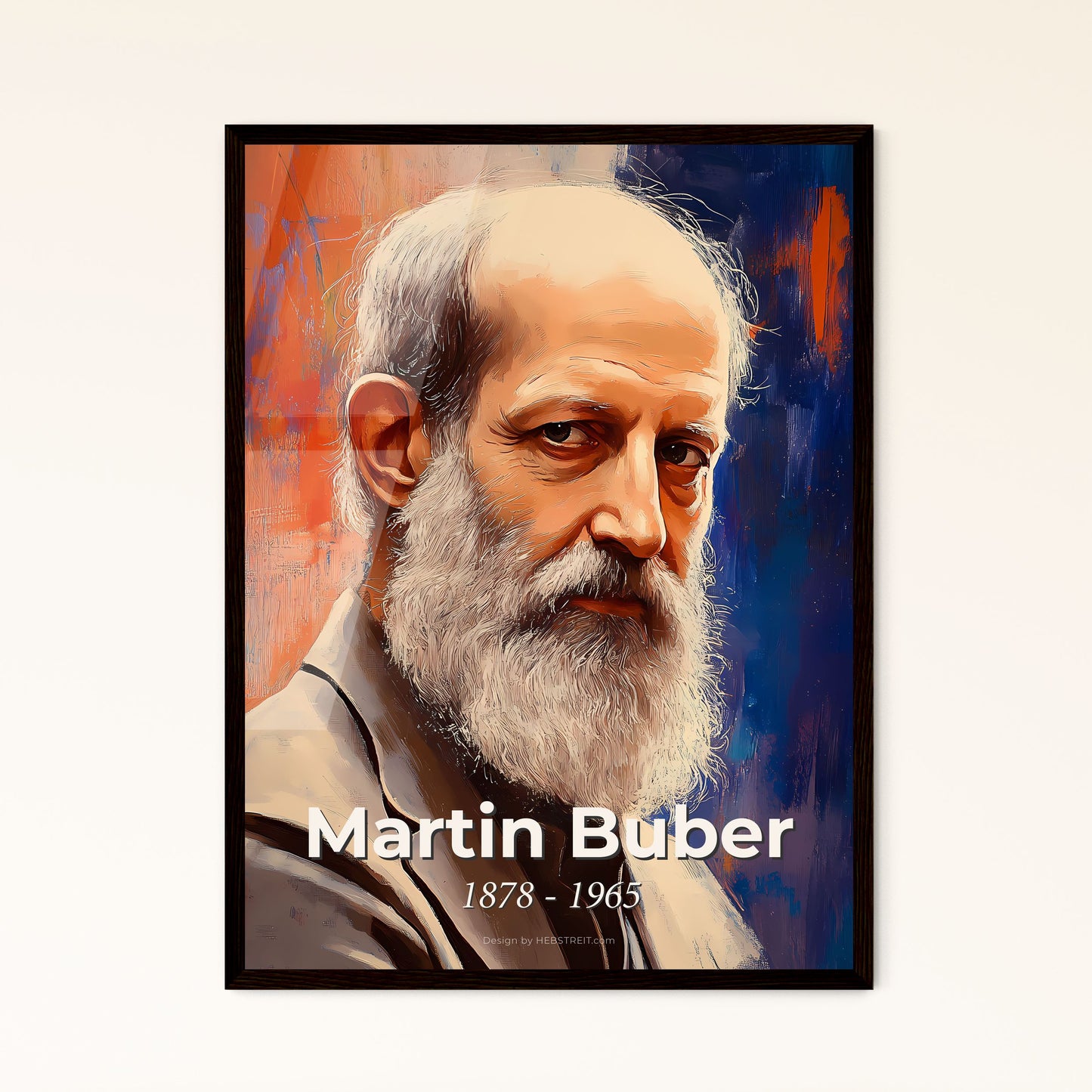 Portrait of Martin Buber, 1878 - 1965. Impressionistic painting of a man with a beard.