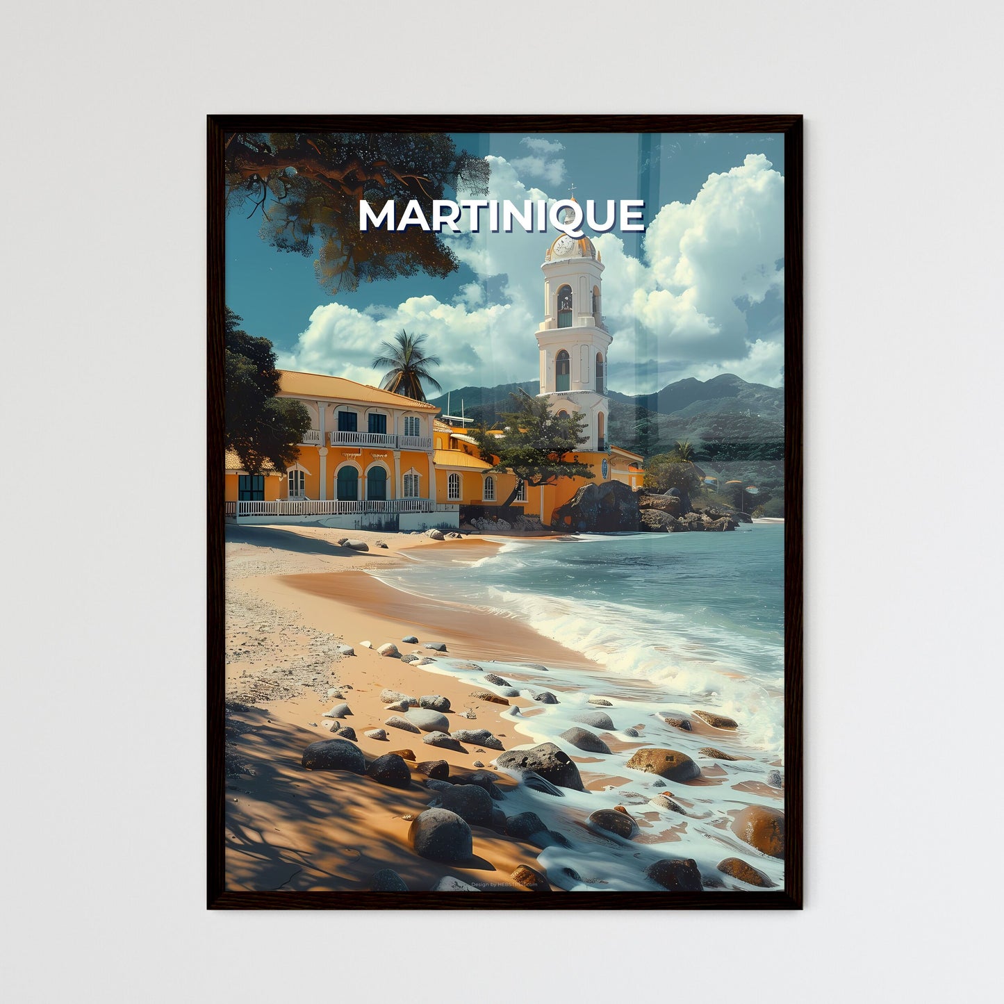 Caribbean Art Painting Martinique Seascape Northern America Building Tropical Beach Framed Art