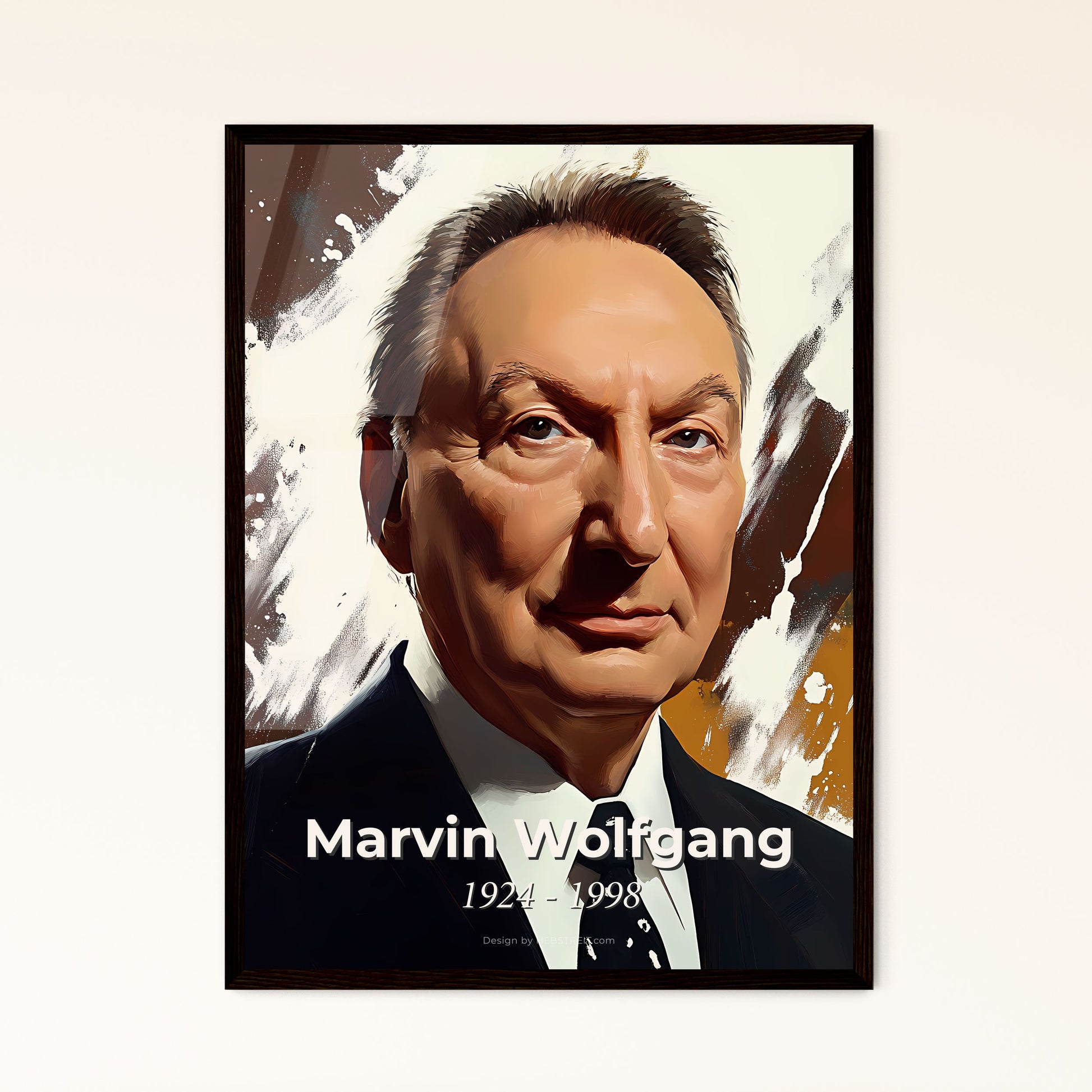 Portrait of Marvin Wolfgang, 1924 - 1998. Impressionistic painting of a man in a suit and tie.