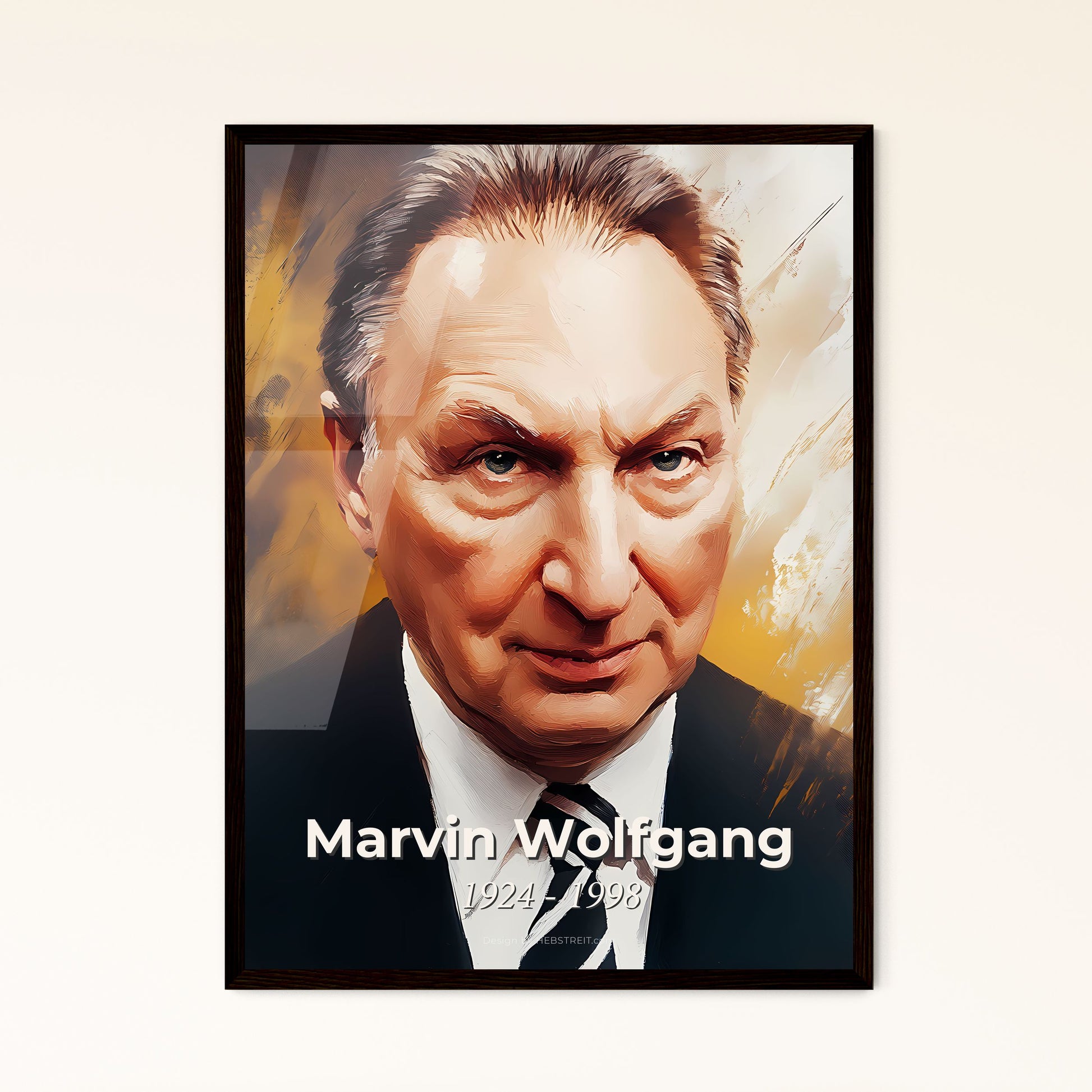 Portrait of Marvin Wolfgang, 1924 - 1998. Impressionistic painting of a man in a suit and tie.