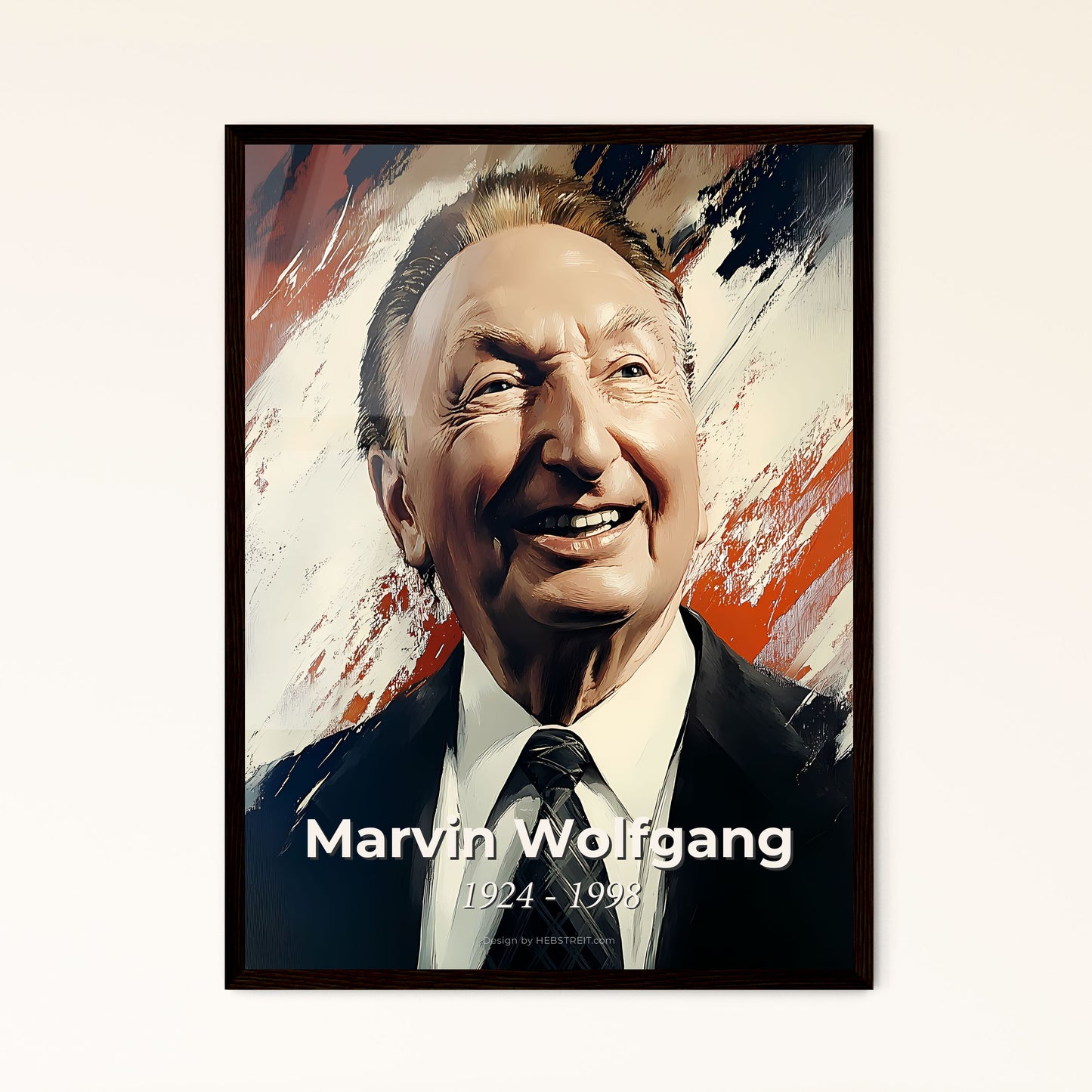 Portrait of Marvin Wolfgang, 1924 - 1998. Impressionistic painting of a man in a suit and tie.