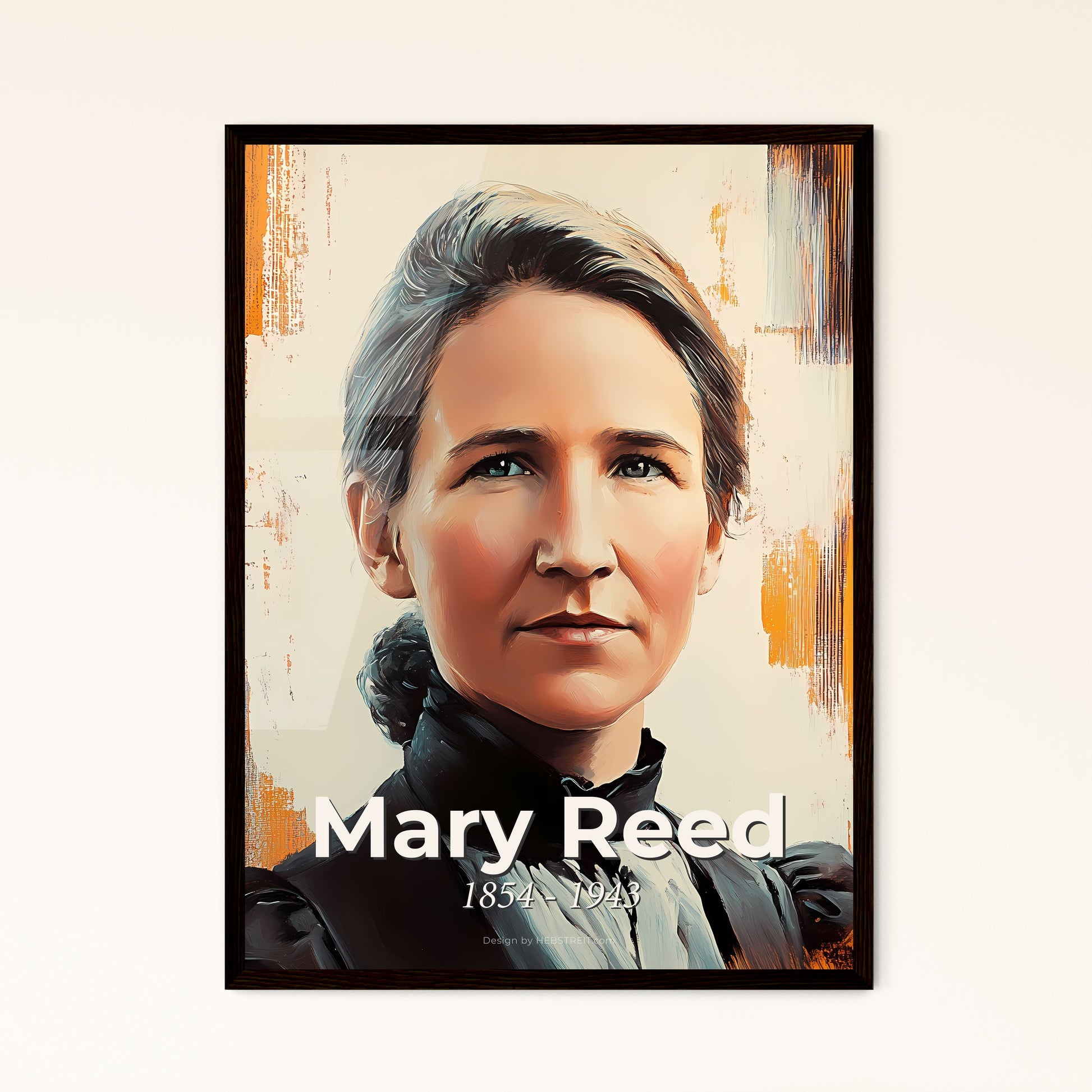 Portrait of Mary Reed, 1854 - 1943. Impressionistic painting of a woman in a black shirt.