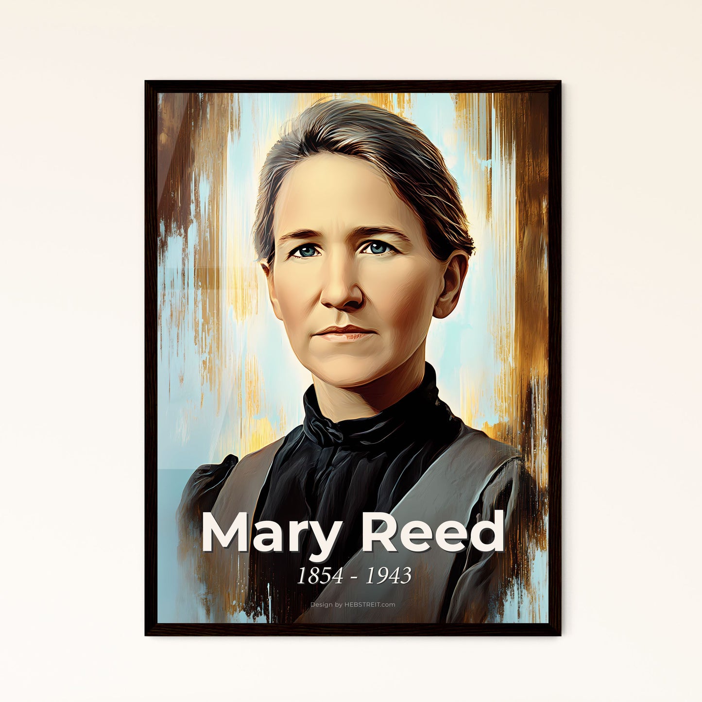 Portrait of Mary Reed, 1854 - 1943. Impressionistic painting of a woman in a black shirt.