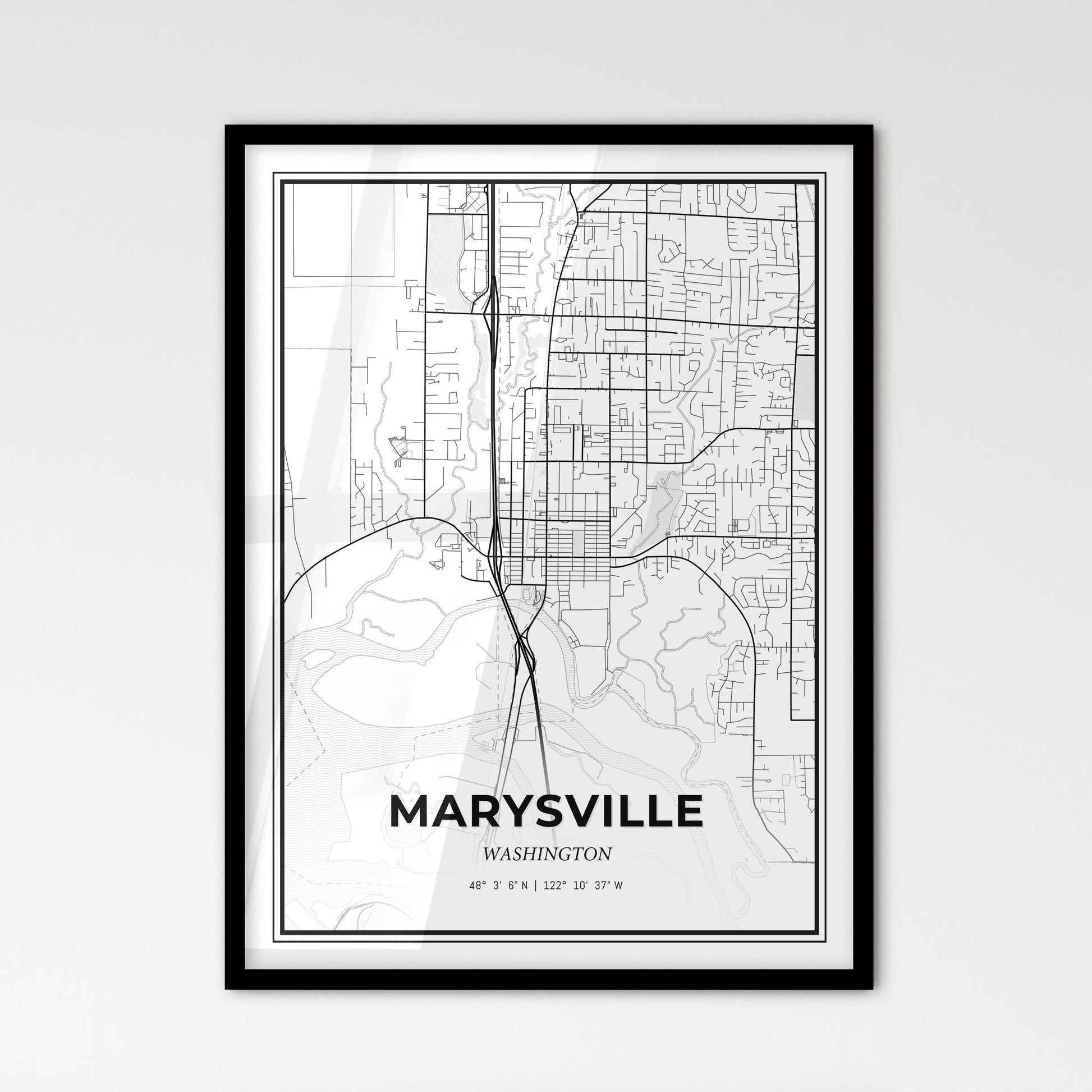 Marysville Washington - Scandinavian Style City Map for Modern Home Decor