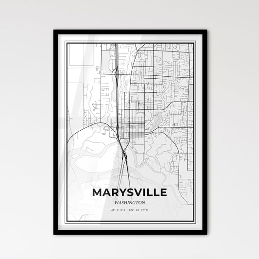 Marysville Washington - Scandinavian Style City Map for Modern Home Decor