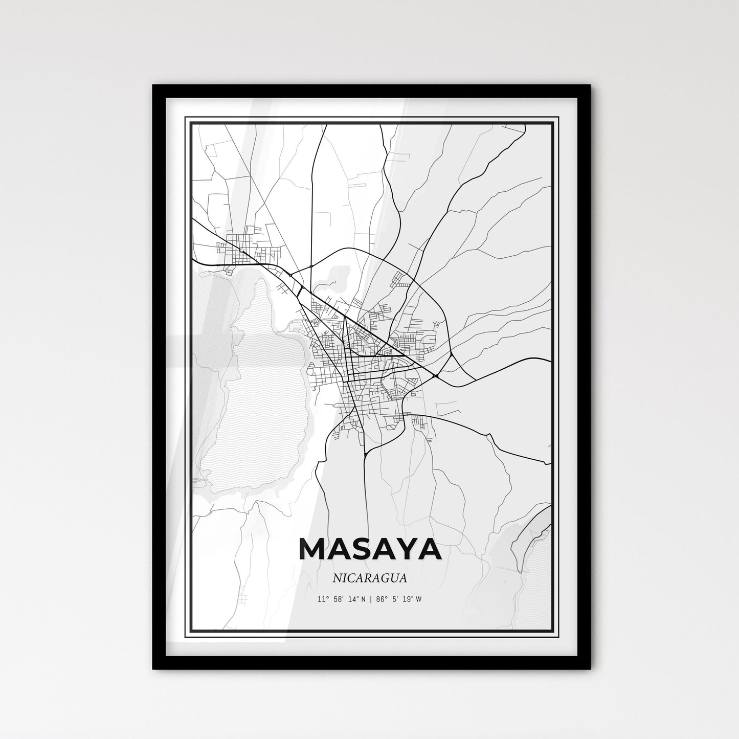 Masaya Nicaragua - Scandinavian Style City Map for Modern Home Decor