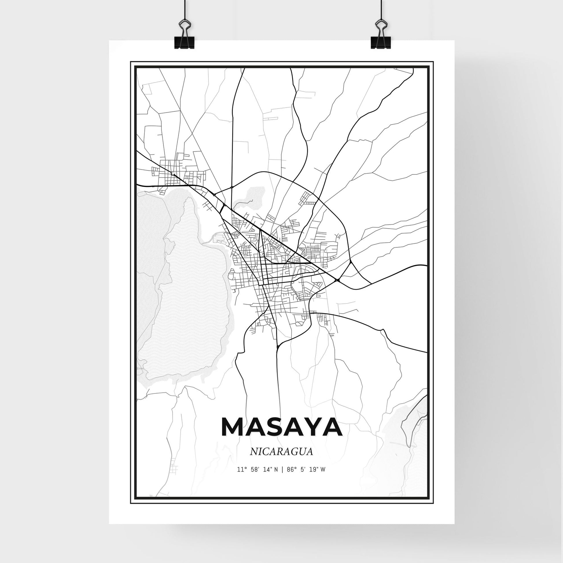 Masaya Nicaragua - Premium City Map Poster