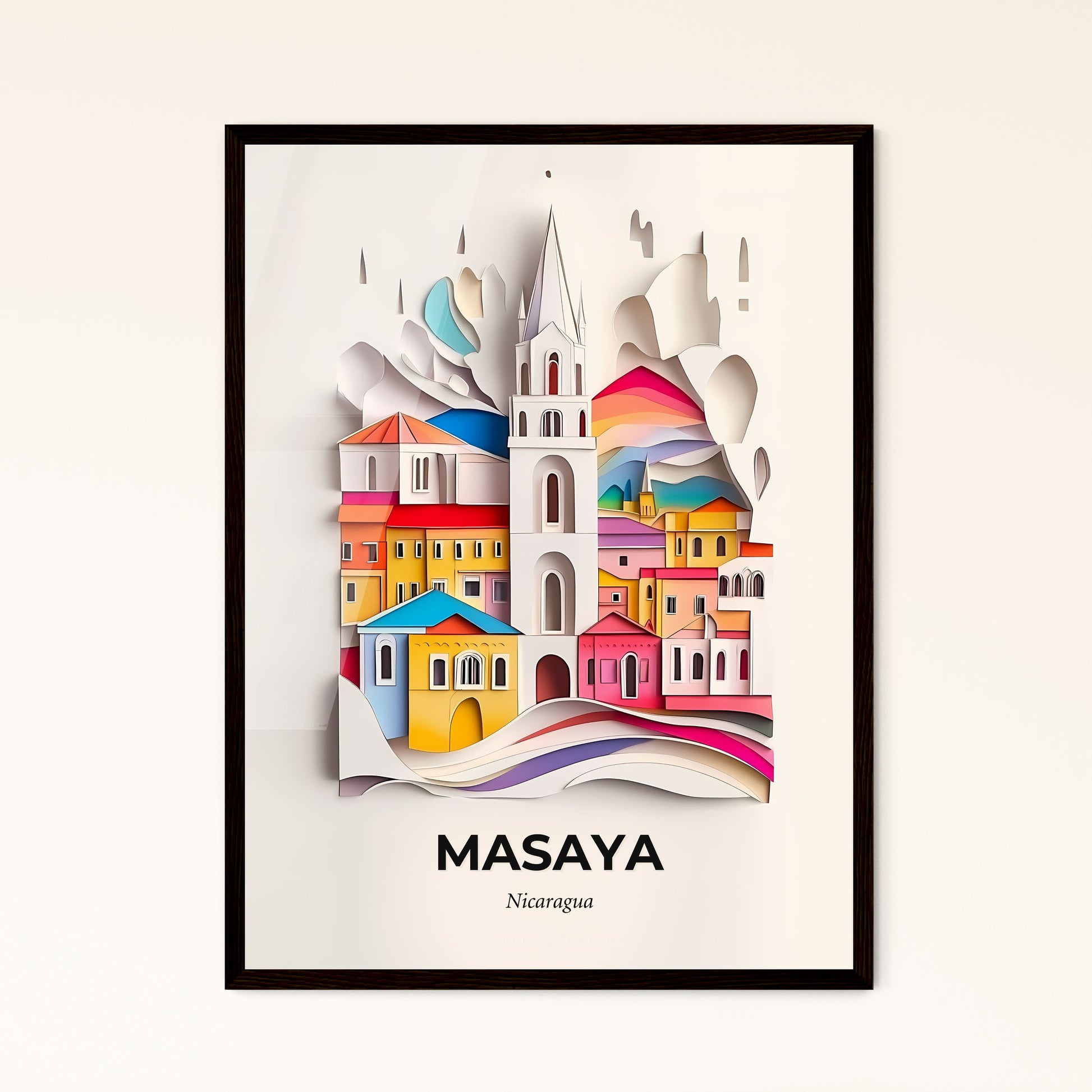 Vivid Masaya, Nicaragua - a paper cut of a city with a rainbow