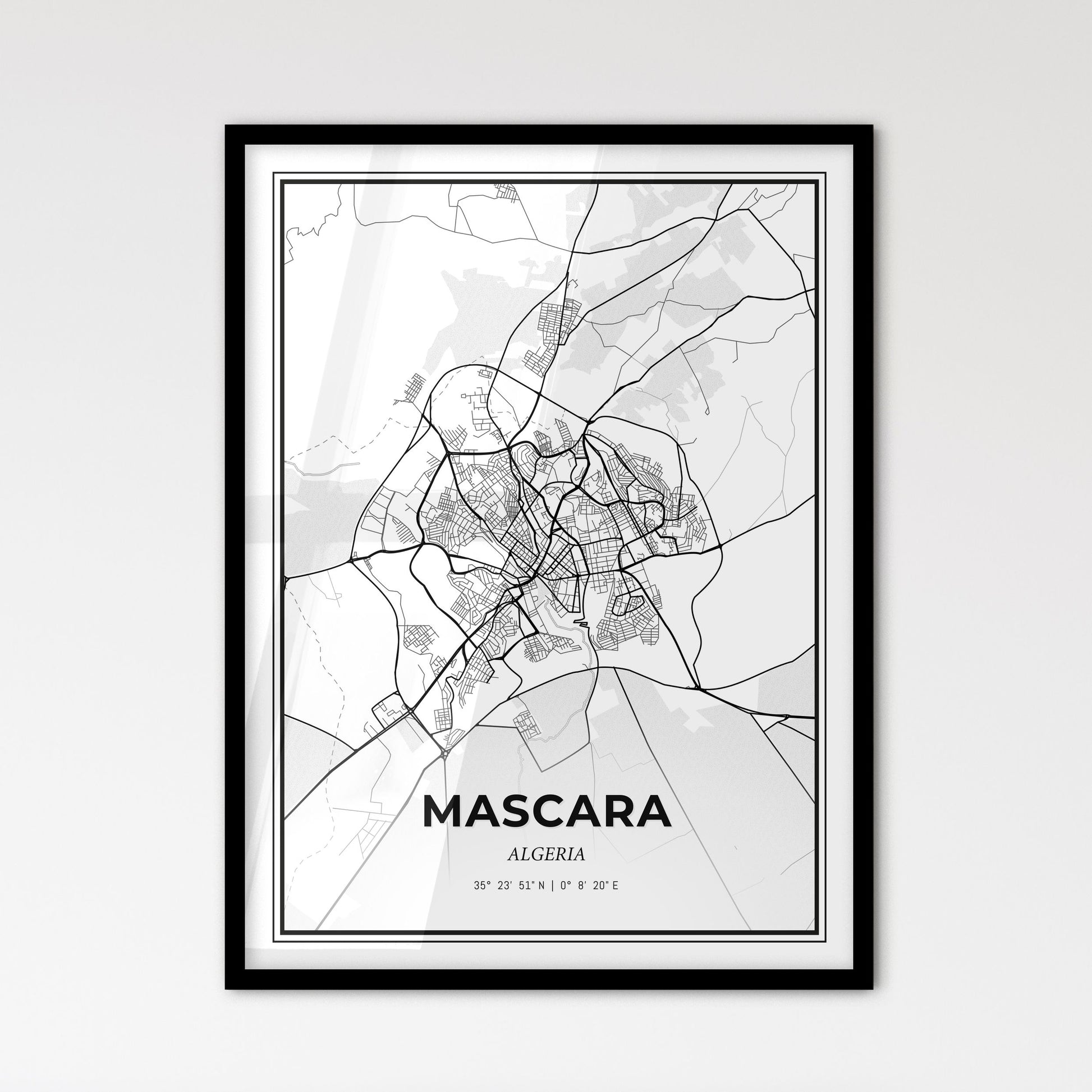 Mascara Algeria - Scandinavian Style City Map for Modern Home Decor