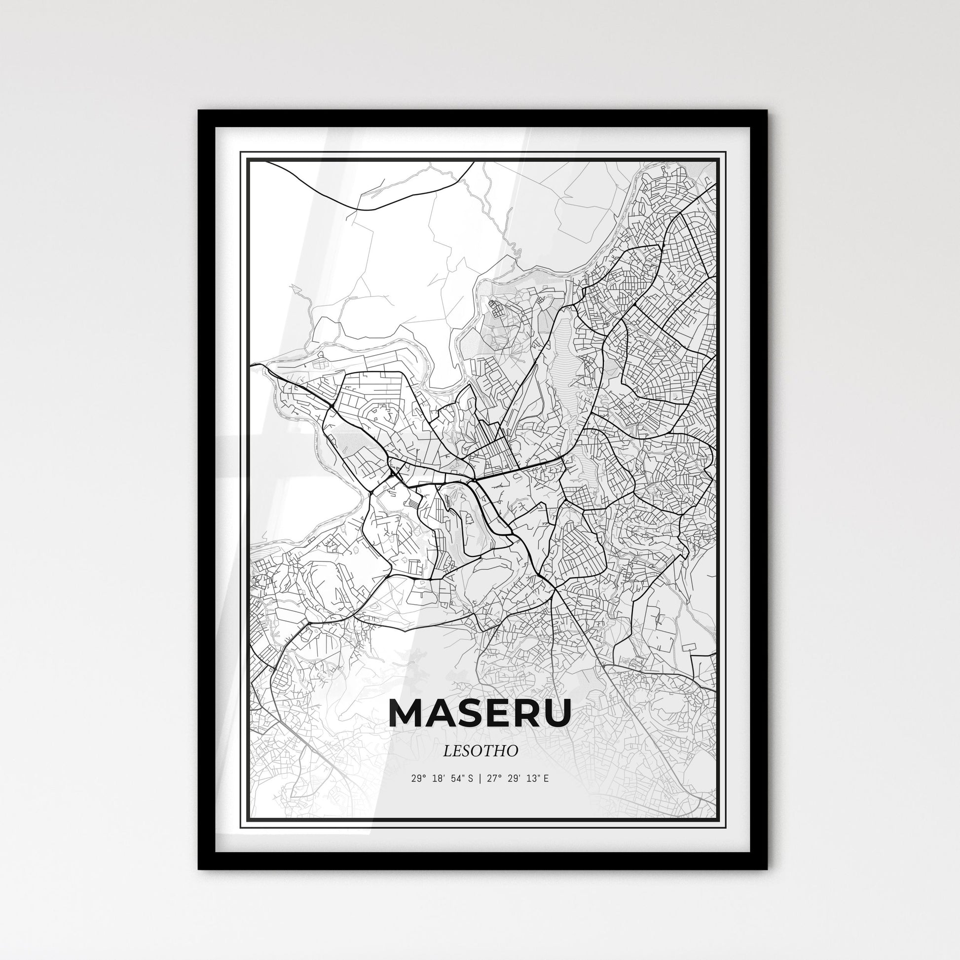 Maseru Lesotho - Scandinavian Style City Map for Modern Home Decor