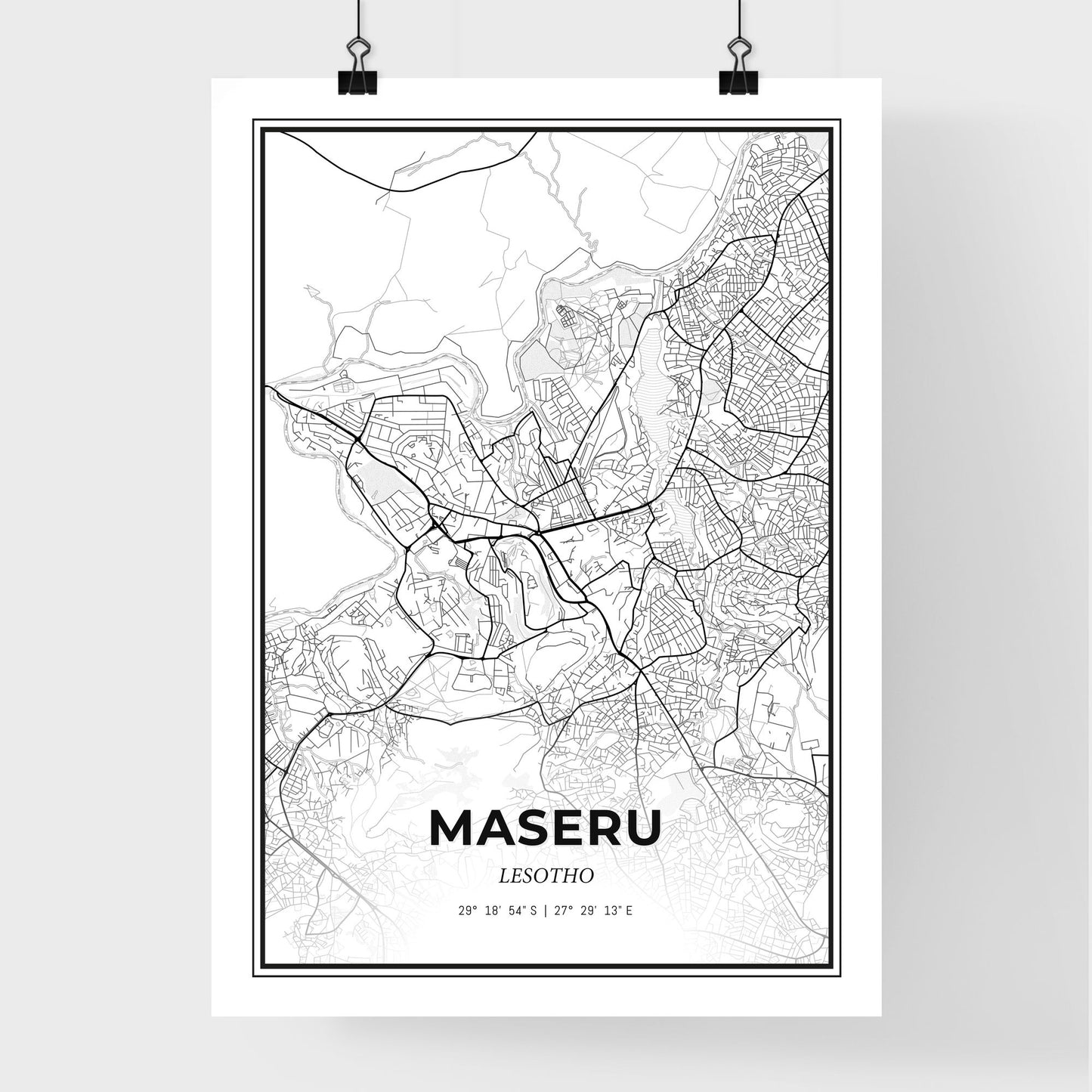 Maseru Lesotho - Premium City Map Poster