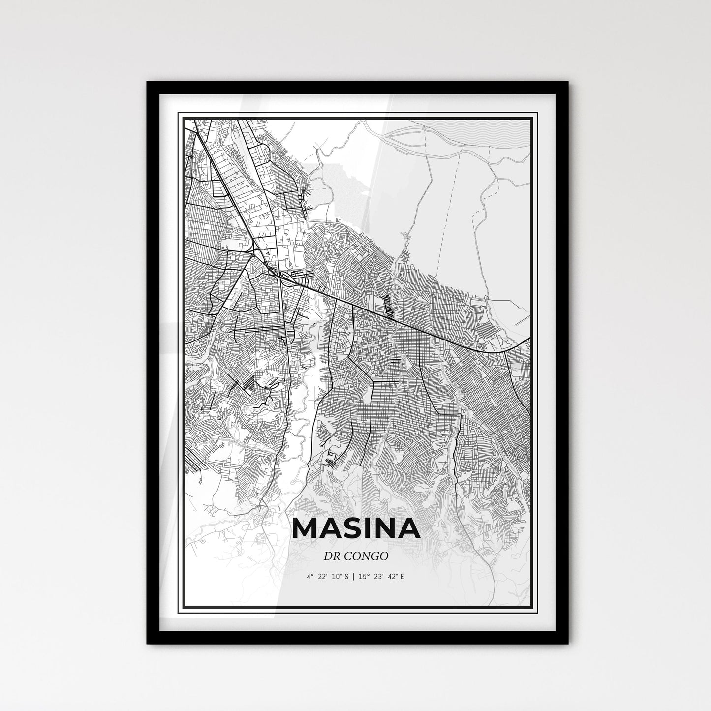 Masina DR Congo - Scandinavian Style City Map for Modern Home Decor