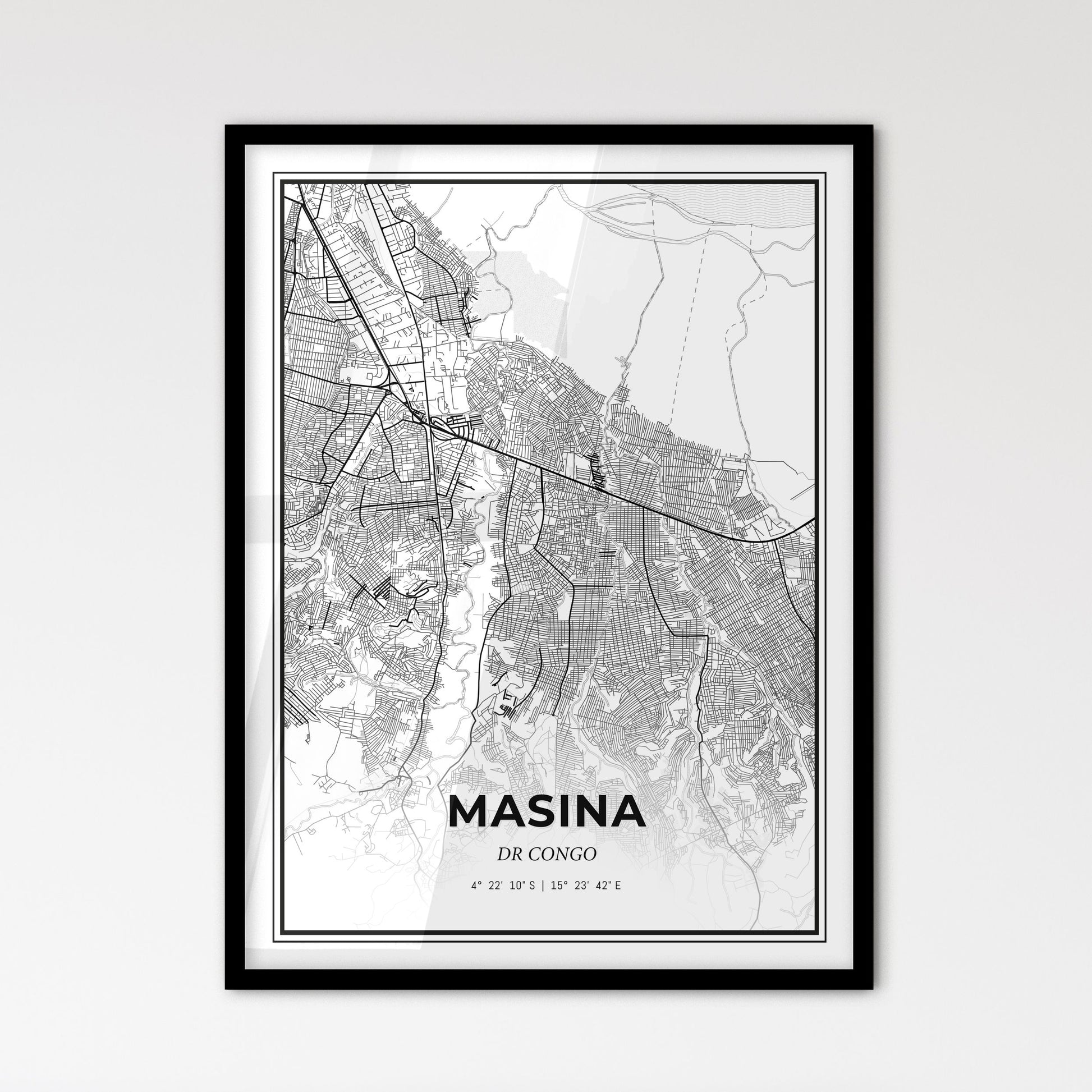 Masina DR Congo - Scandinavian Style City Map for Modern Home Decor