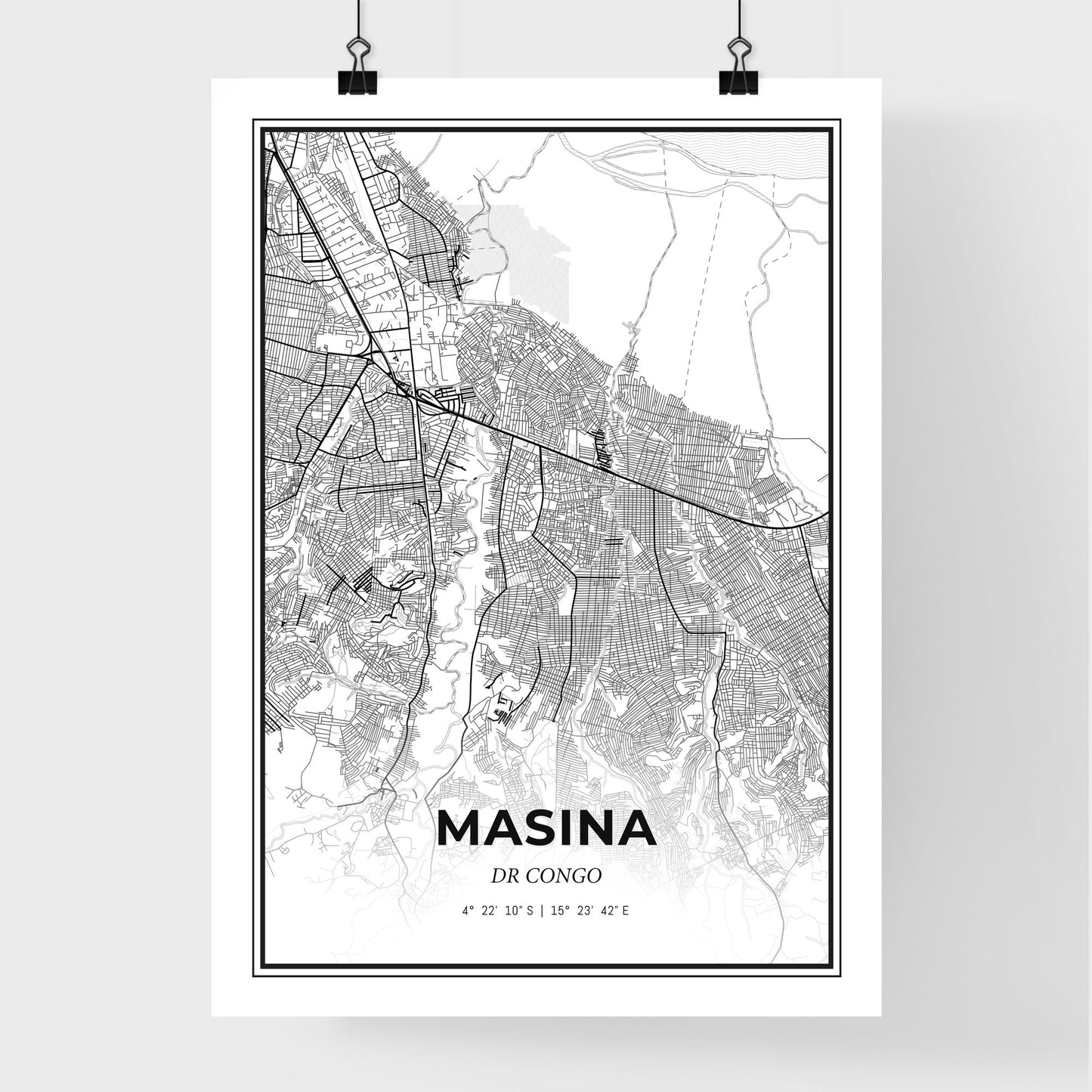 Masina DR Congo - Premium City Map Poster