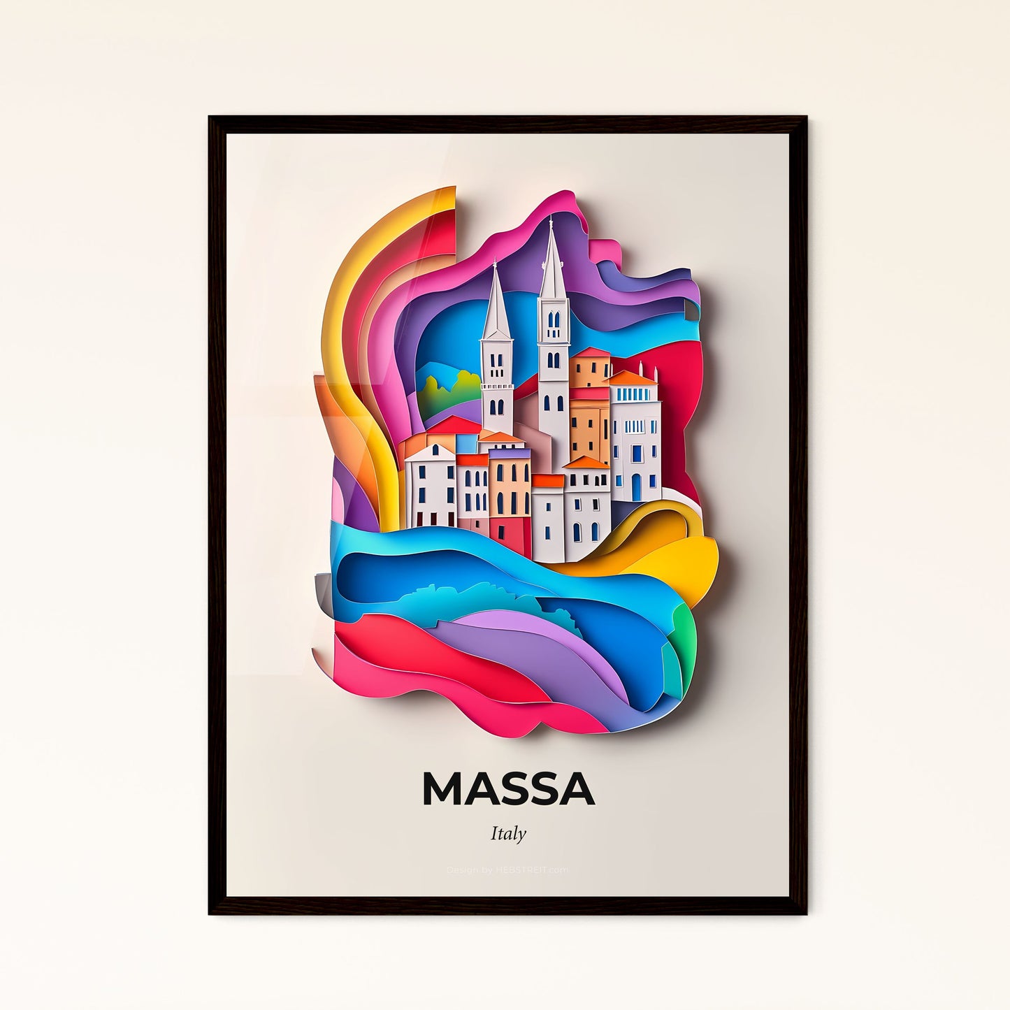 Vivid Massa, Italy - a paper cut of a city with a church