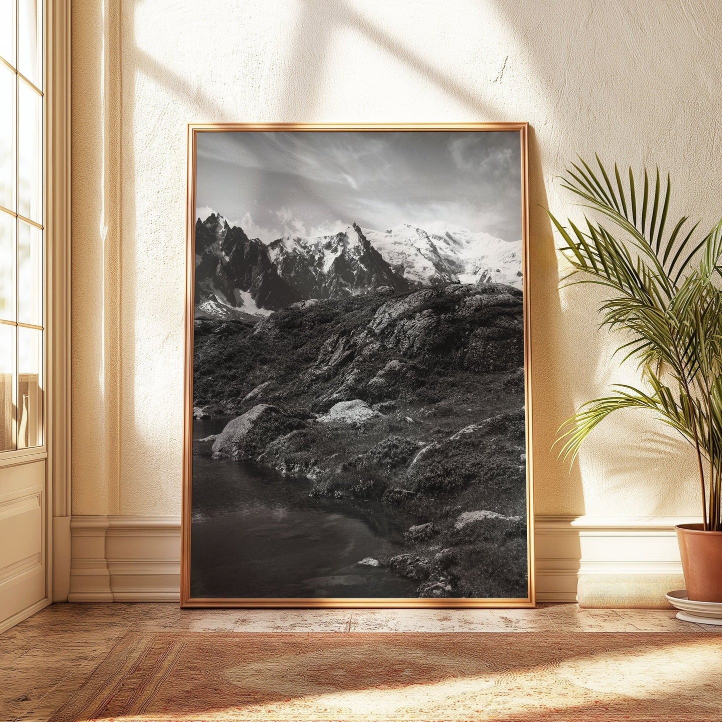 Black and White Chamonix Wall Art Set - Minimalist Mountain Photography Prints
