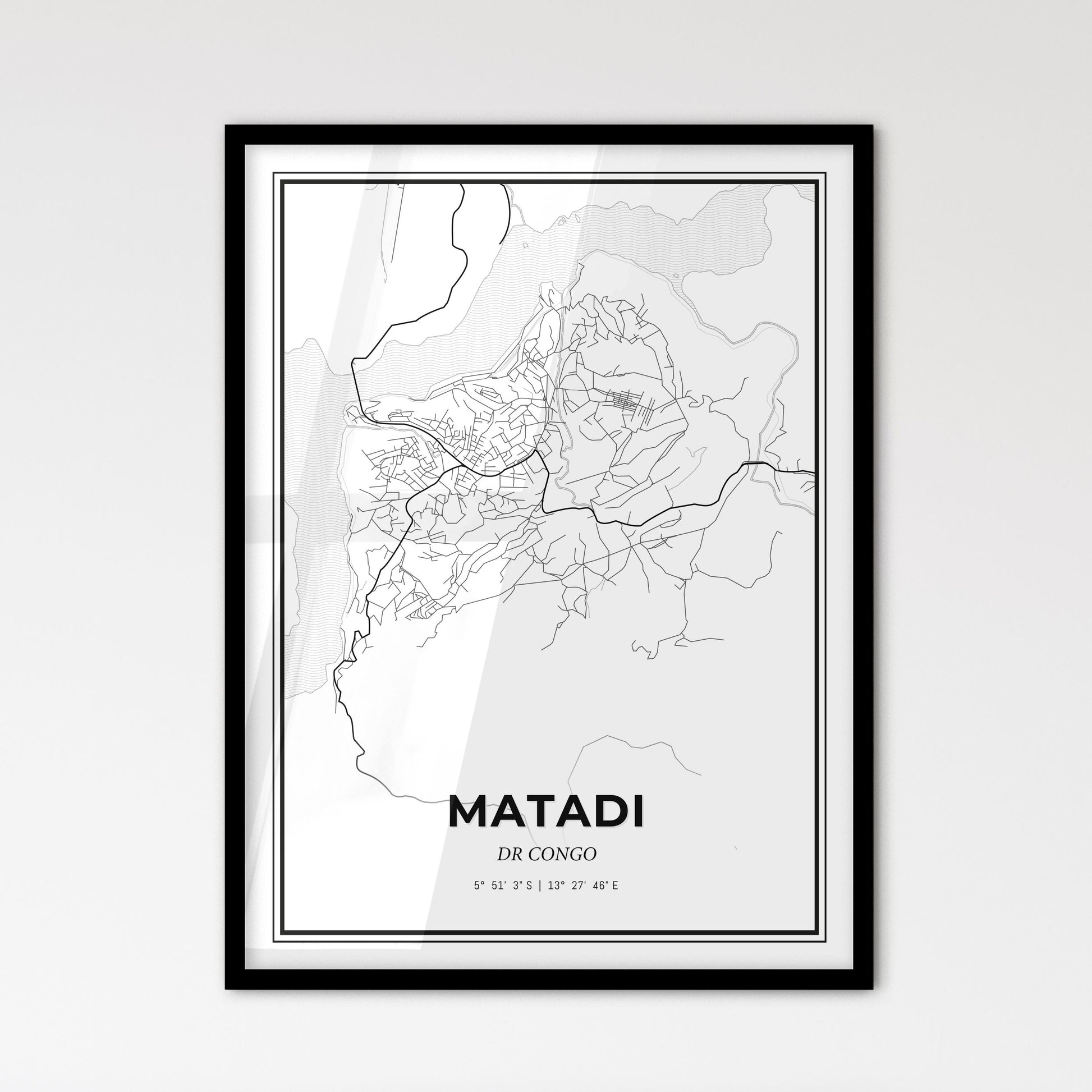 Matadi DR Congo - Scandinavian Style City Map for Modern Home Decor