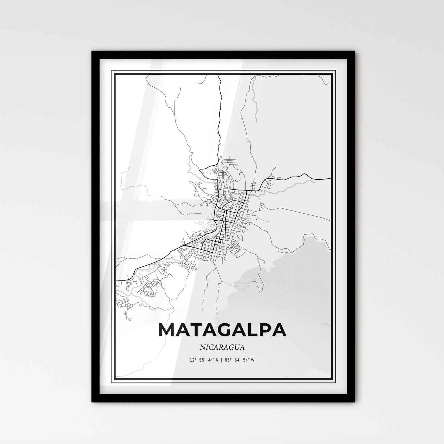 Matagalpa Nicaragua - Scandinavian Style City Map for Modern Home Decor