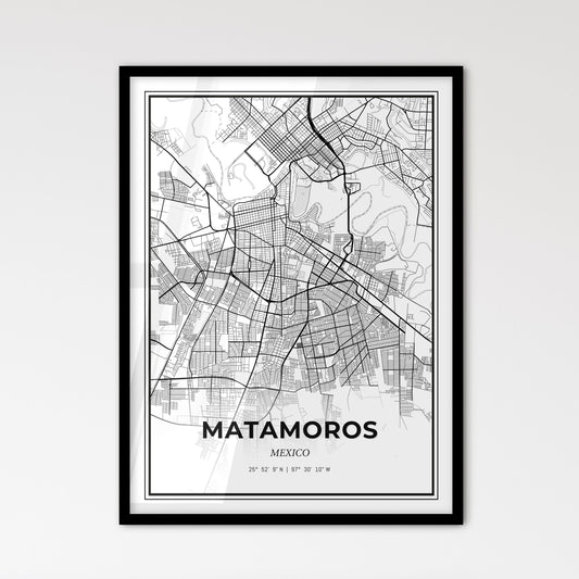 Matamoros Mexico - Scandinavian Style City Map for Modern Home Decor