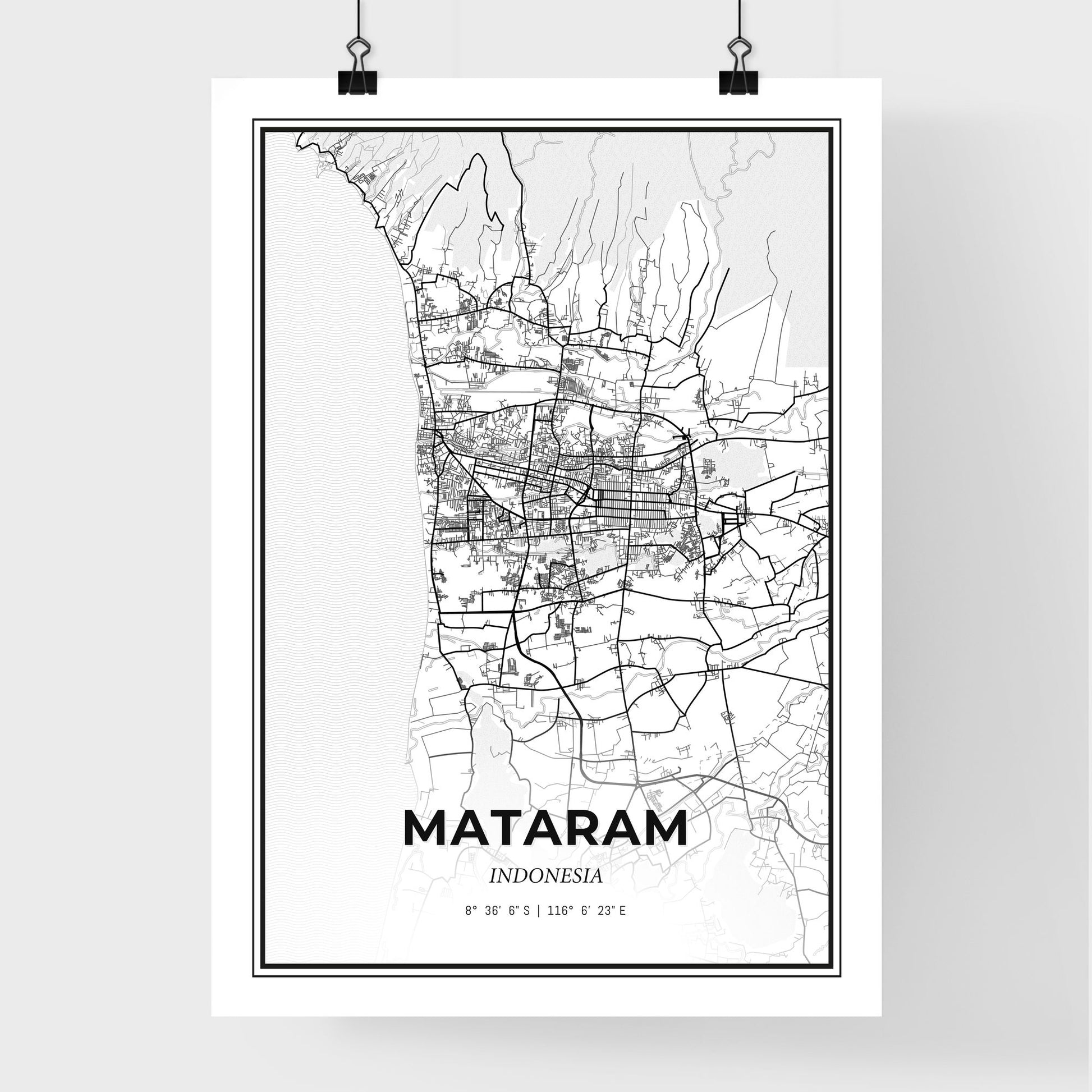 Mataram Indonesia - Premium City Map Poster