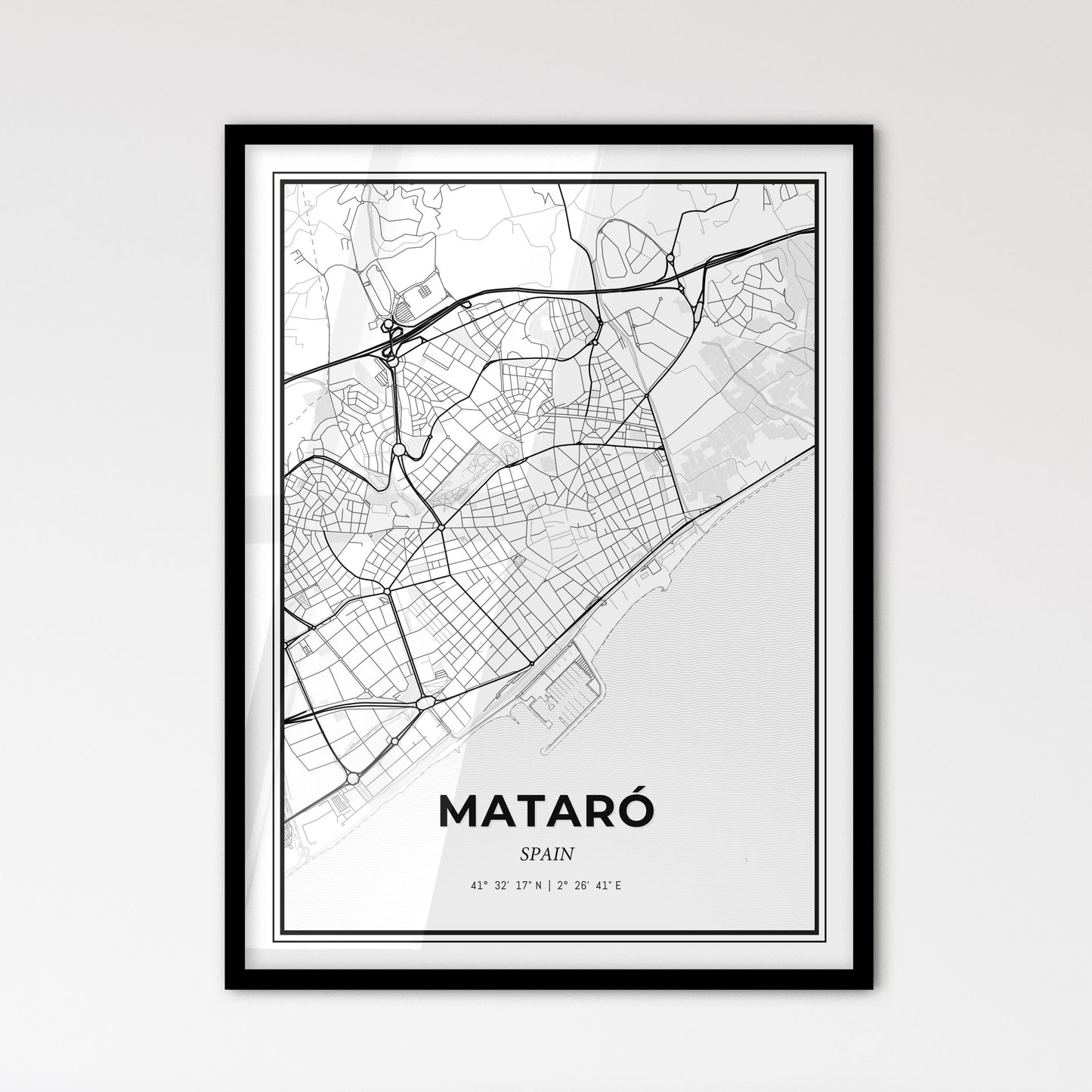 Mataró Spain - Scandinavian Style City Map for Modern Home Decor