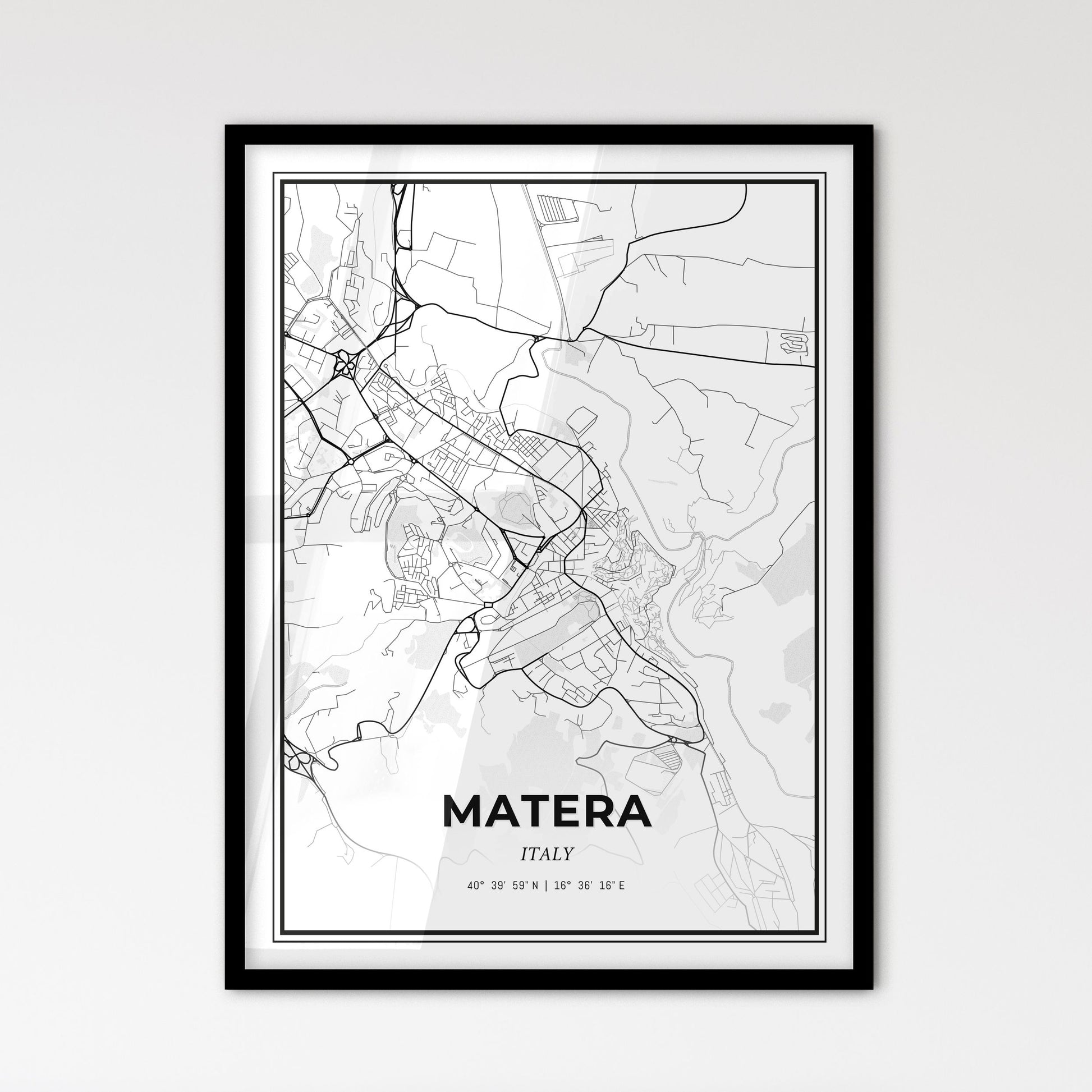 Matera Italy - Scandinavian Style City Map for Modern Home Decor