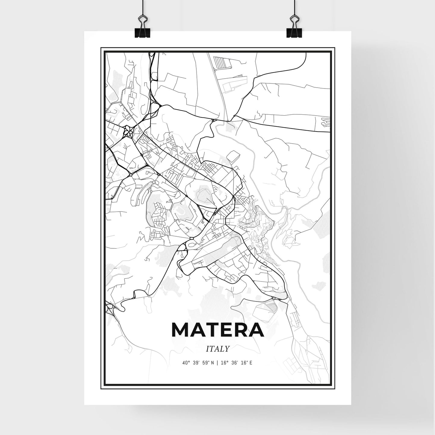 Matera Italy - Premium City Map Poster