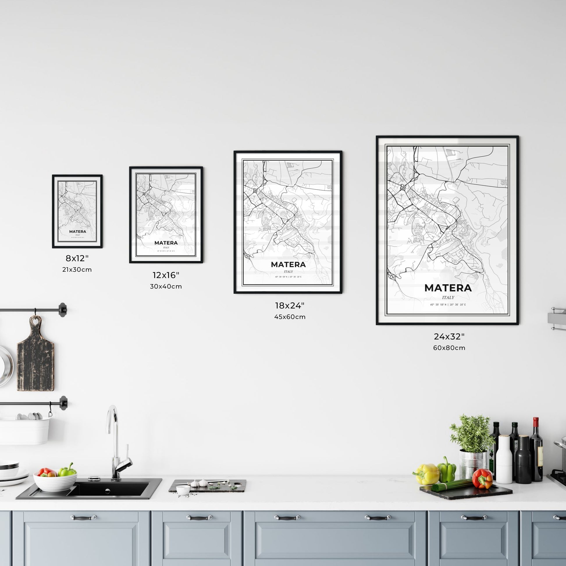 Matera Italy - Customizable Modern City Map