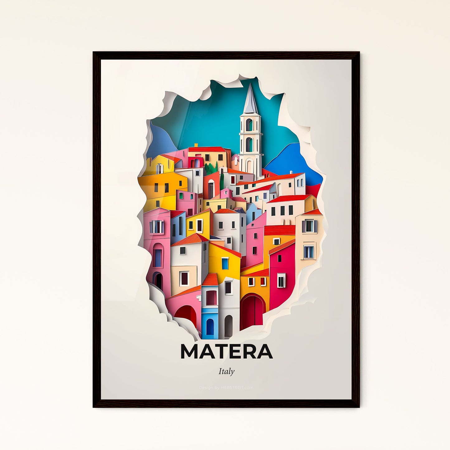 Vivid Matera, Italy - a paper cut of a city with a clock tower