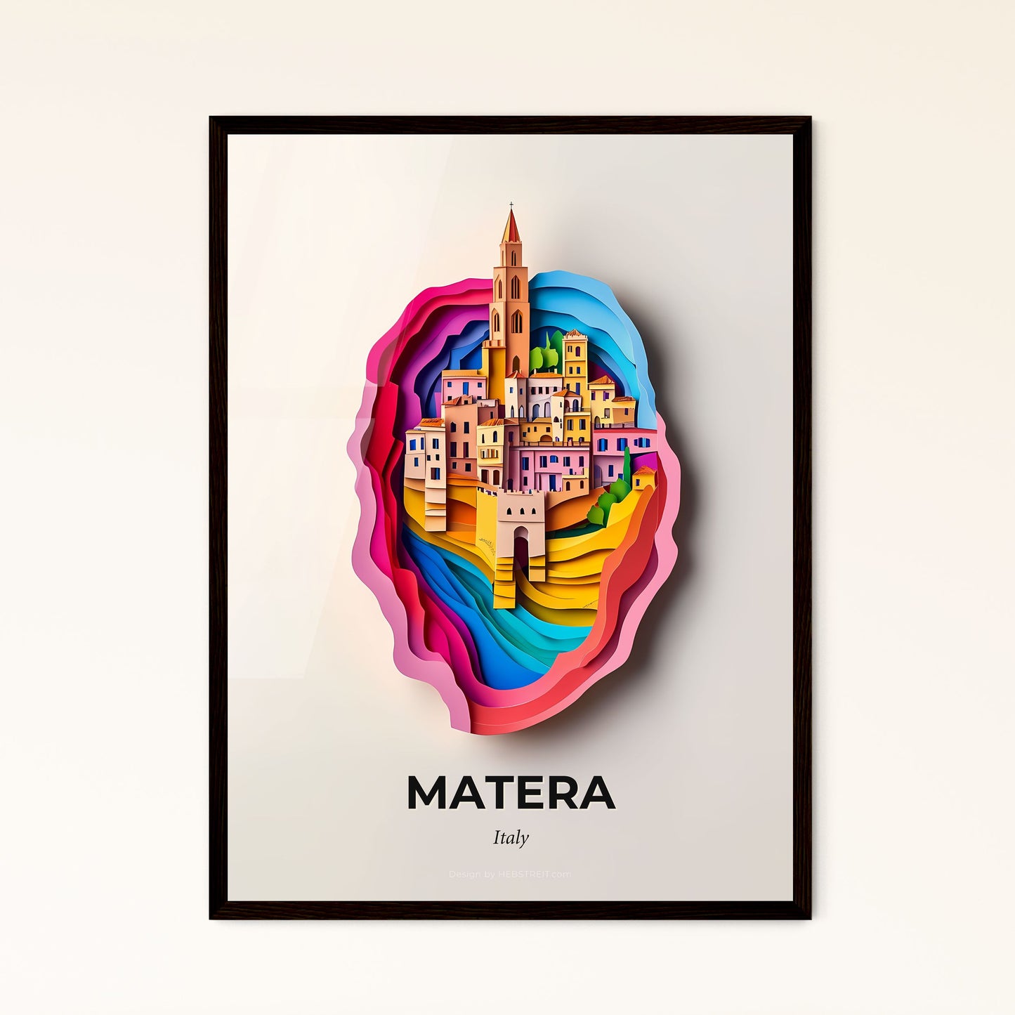 Vivid Matera, Italy - a paper cut of a city with a clock tower