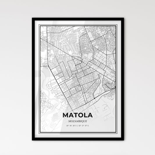 Matola Mozambique - Scandinavian Style City Map for Modern Home Decor