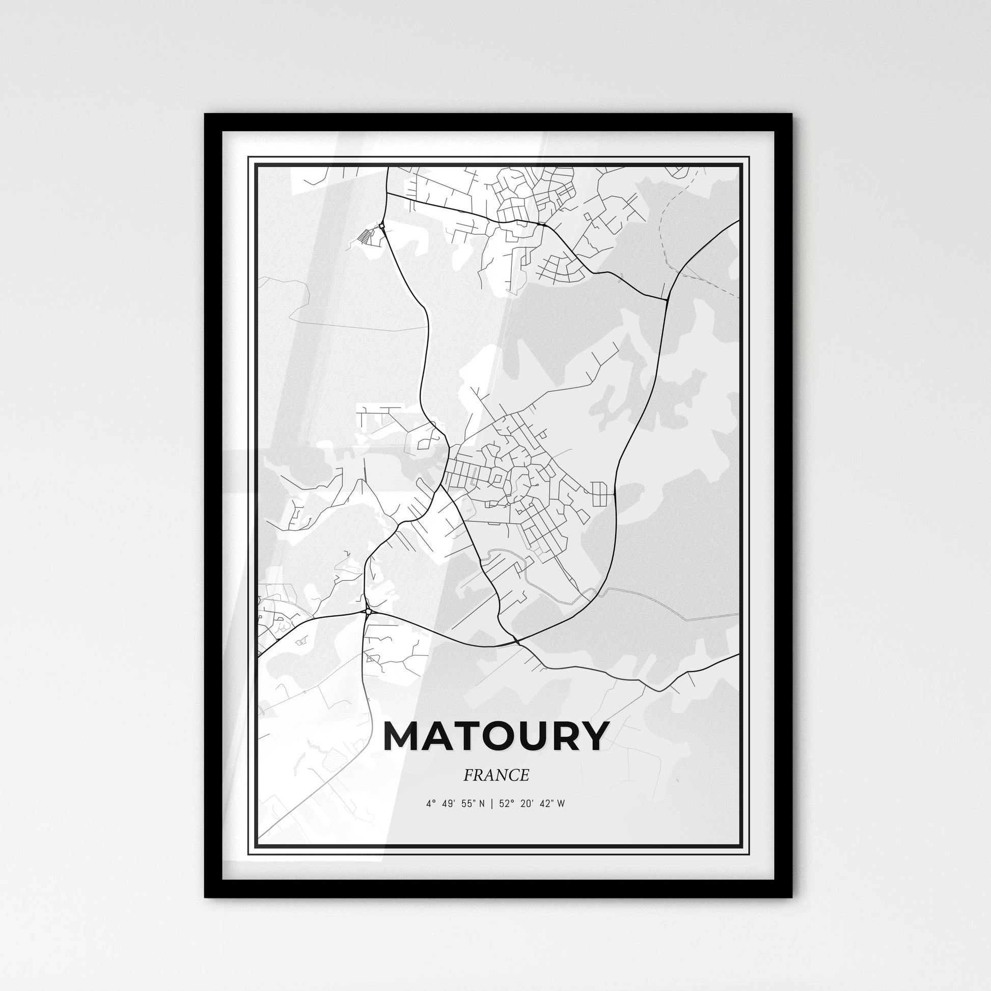 Matoury France - Scandinavian Style City Map for Modern Home Decor