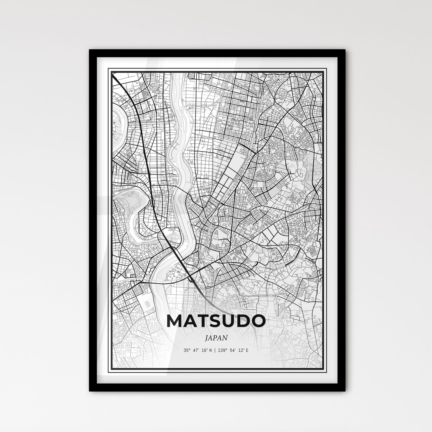 Matsudo Japan - Scandinavian Style City Map for Modern Home Decor