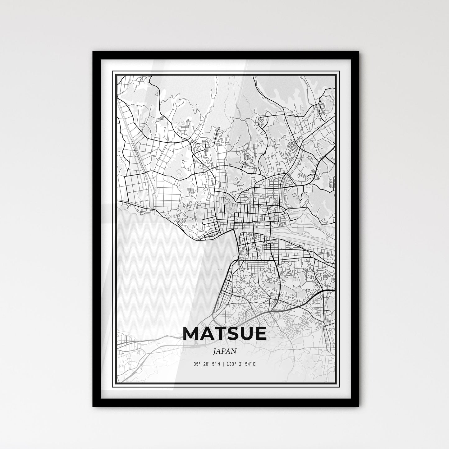 Matsue Japan - Scandinavian Style City Map for Modern Home Decor