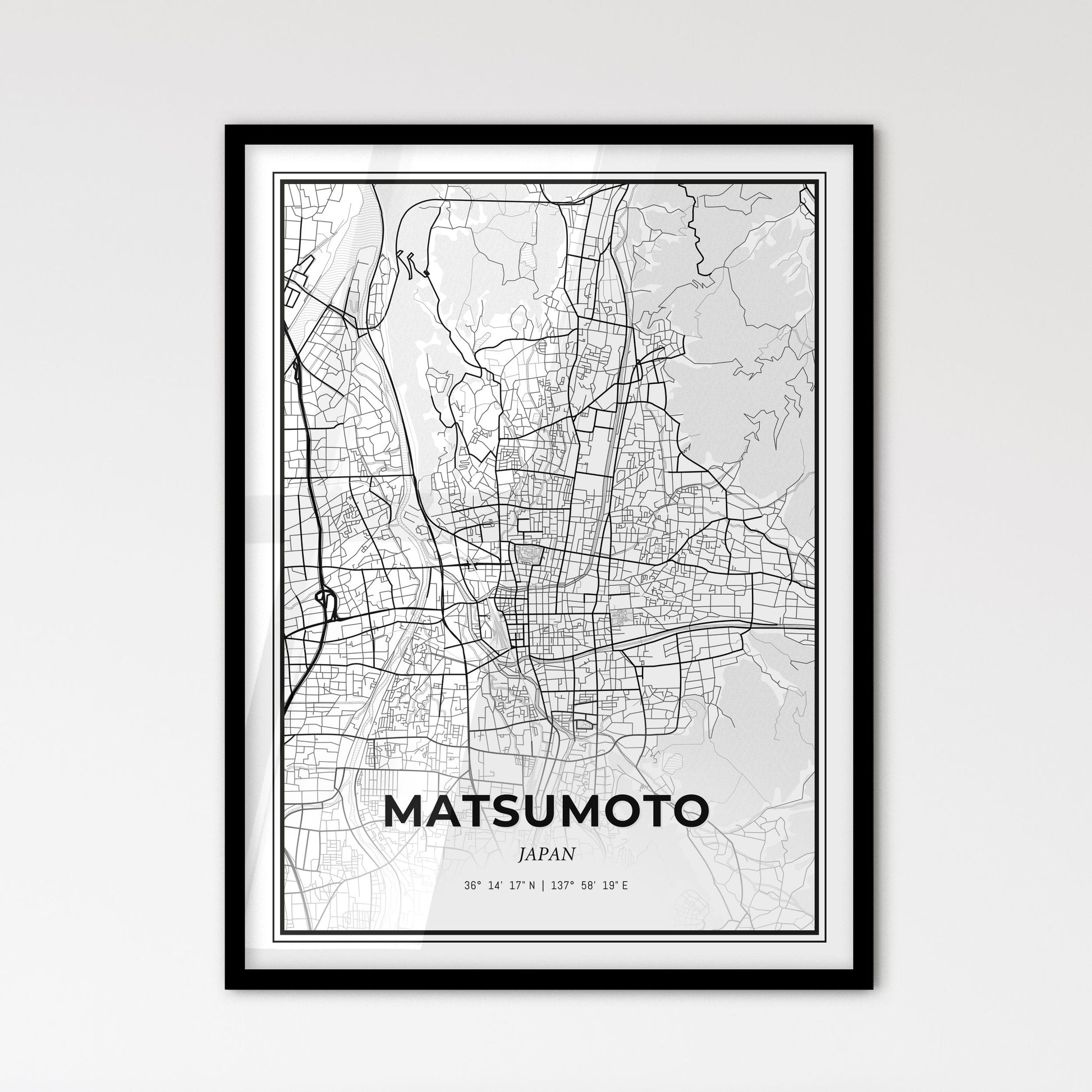 Matsumoto Japan - Scandinavian Style City Map for Modern Home Decor