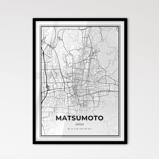 Matsumoto Japan - Scandinavian Style City Map for Modern Home Decor