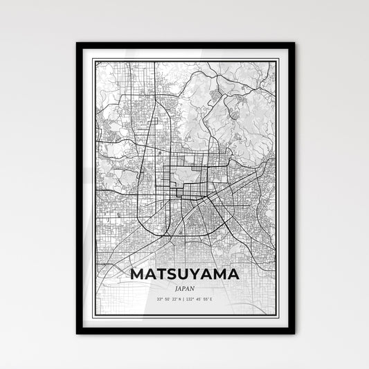 Matsuyama Japan - Scandinavian Style City Map for Modern Home Decor