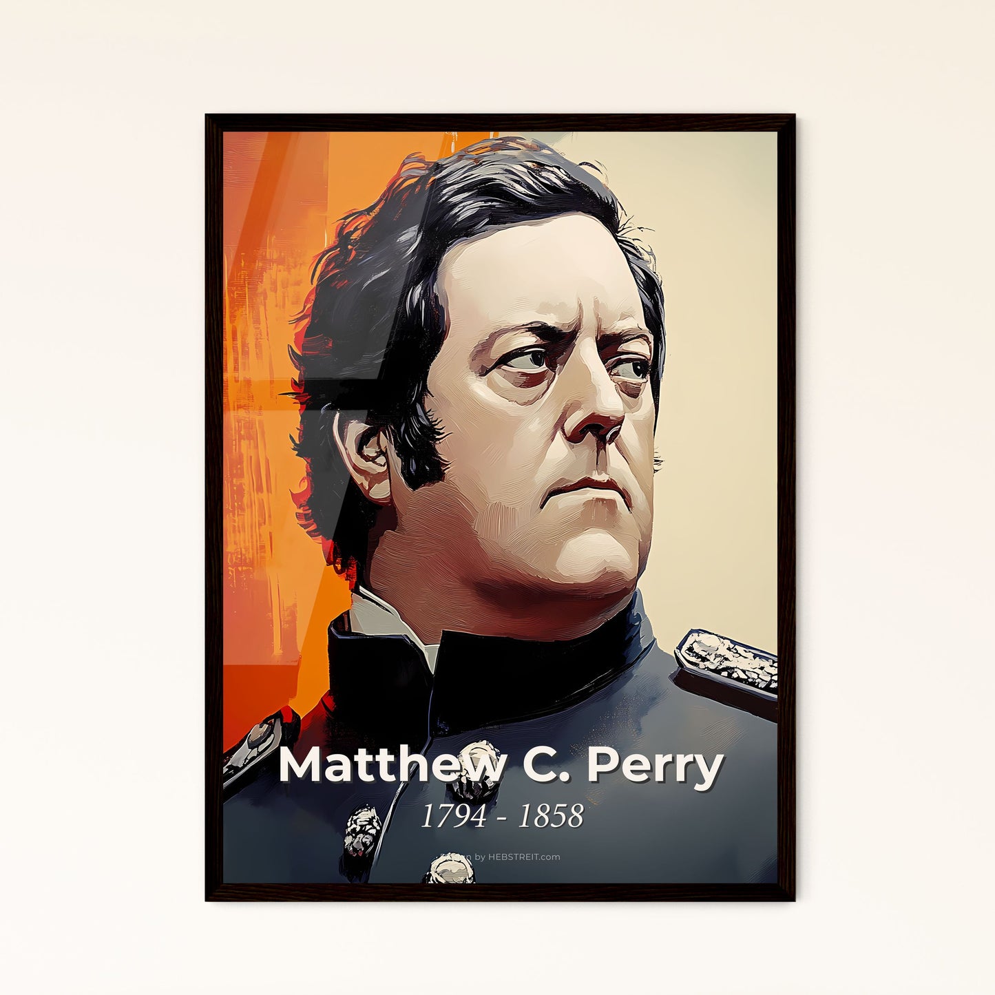 Portrait of Matthew C. Perry, 1794 - 1858. Impressionistic painting of a man in a military uniform.