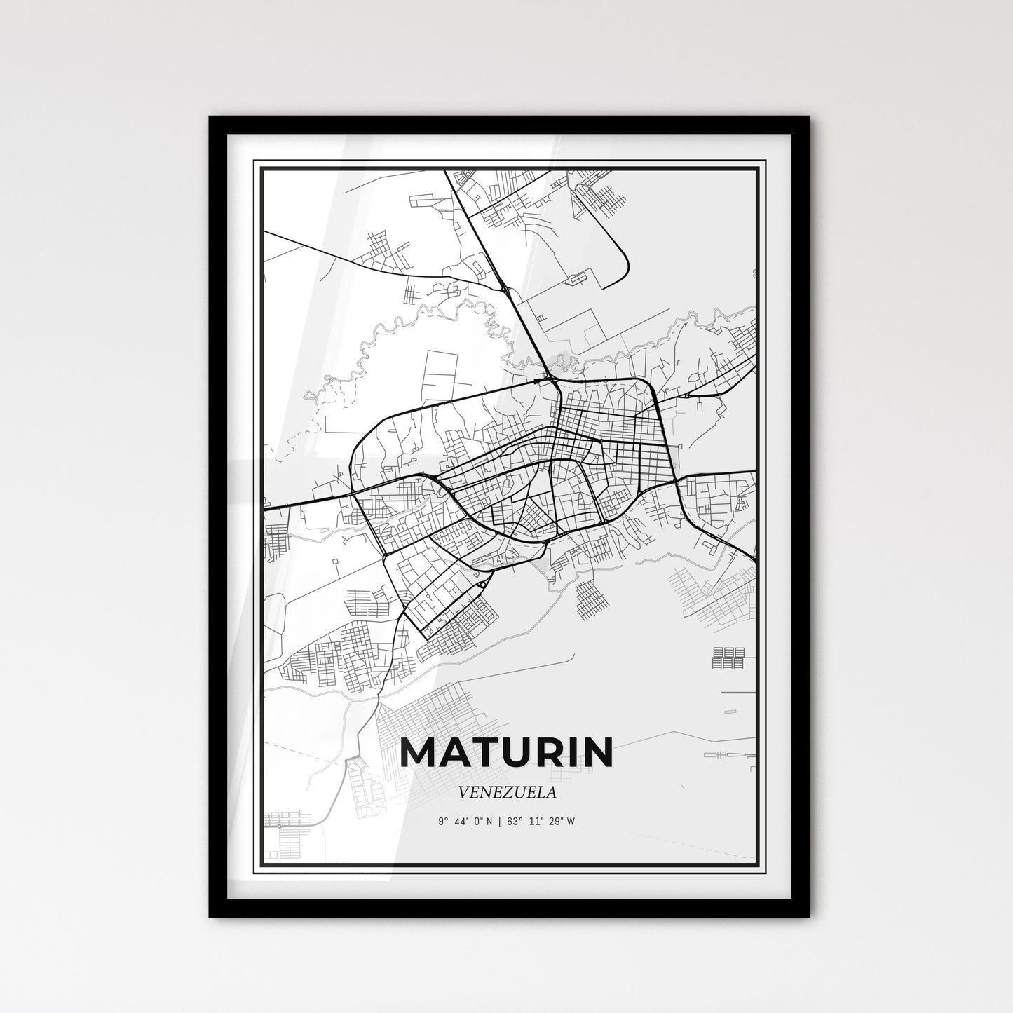 Maturin Venezuela - Scandinavian Style City Map for Modern Home Decor