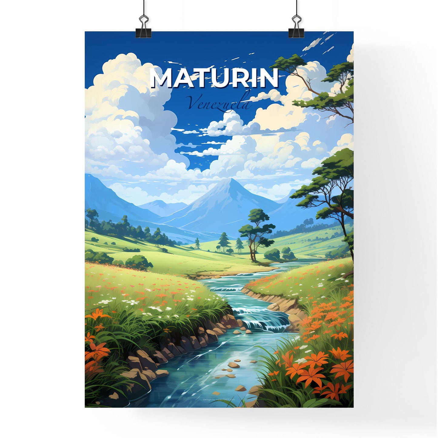 Maturin Venezuela Cityscape River Valley Colorful Art Painting Skyline Flowers Trees Landscape Canvas Oil Painting Style Default Title