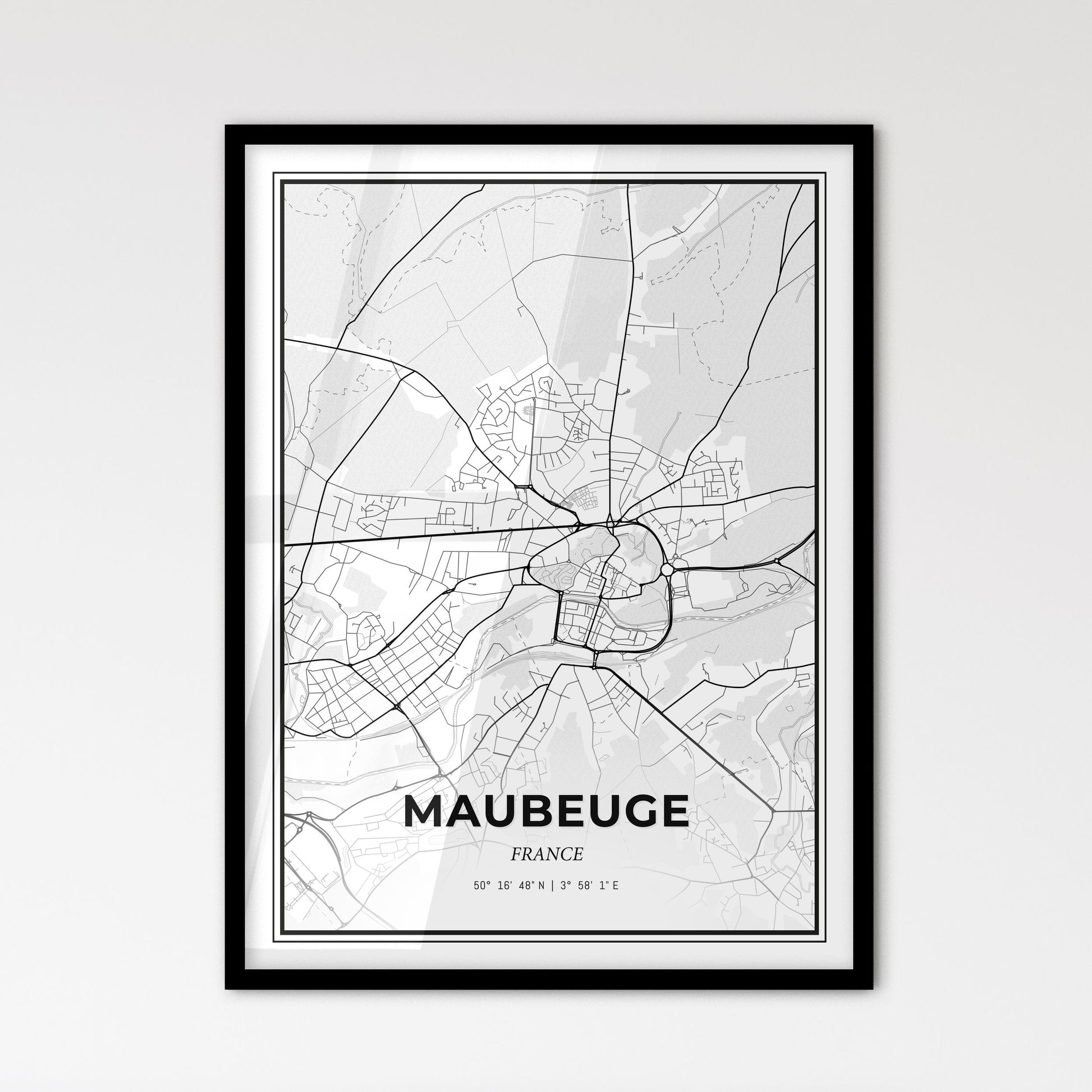 Maubeuge France - Scandinavian Style City Map for Modern Home Decor