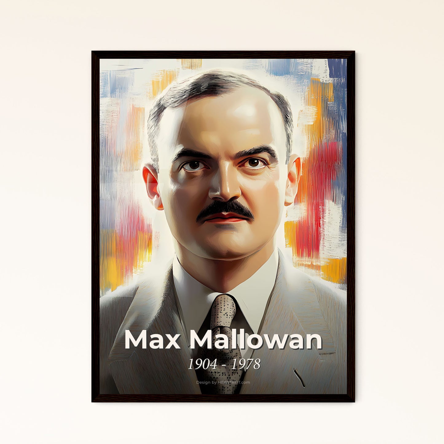 Portrait of Max Mallowan, 1904 - 1978. Impressionistic painting of a man with mustache wearing a suit and tie.